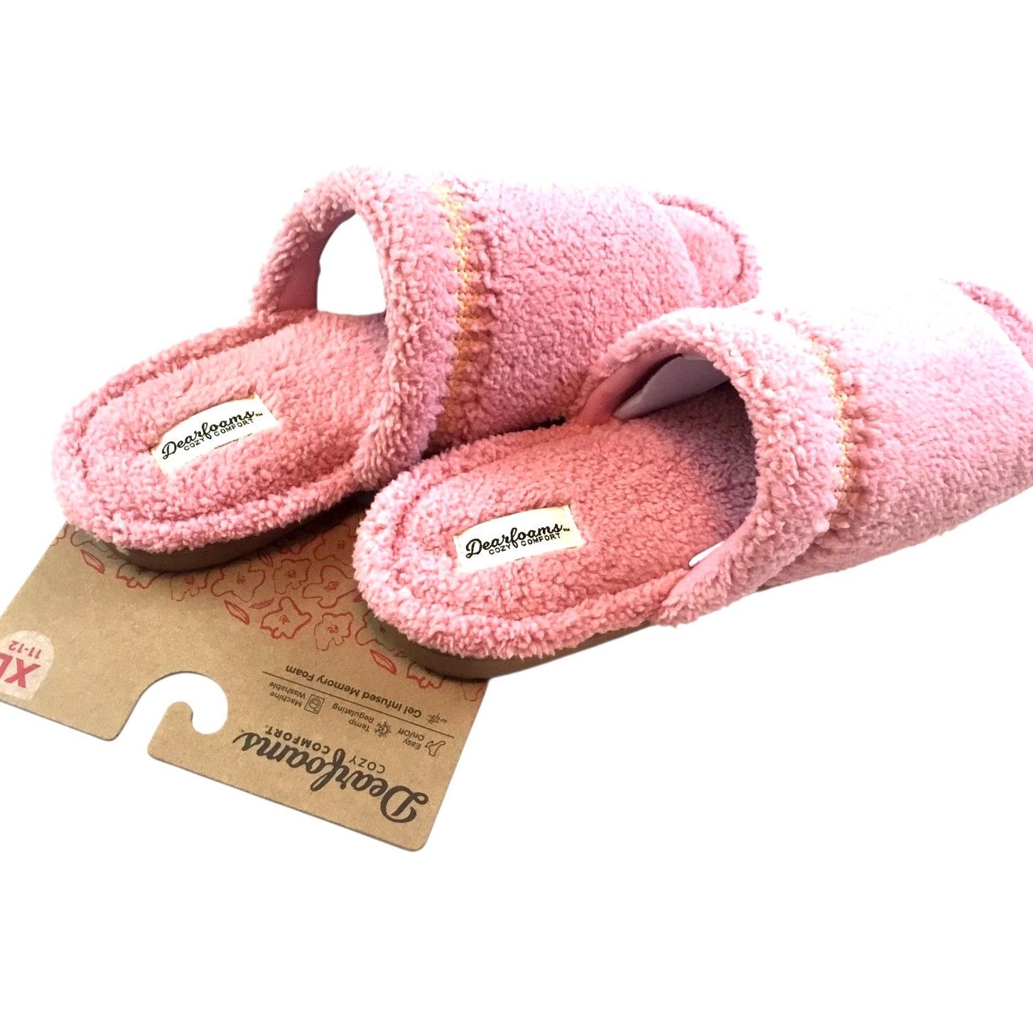 Other Dearfoam Cozy Comfort Slippers Pink Terry NWT Size XL 11-12 Size US 11 / IT 41 - 2 Thumbnail