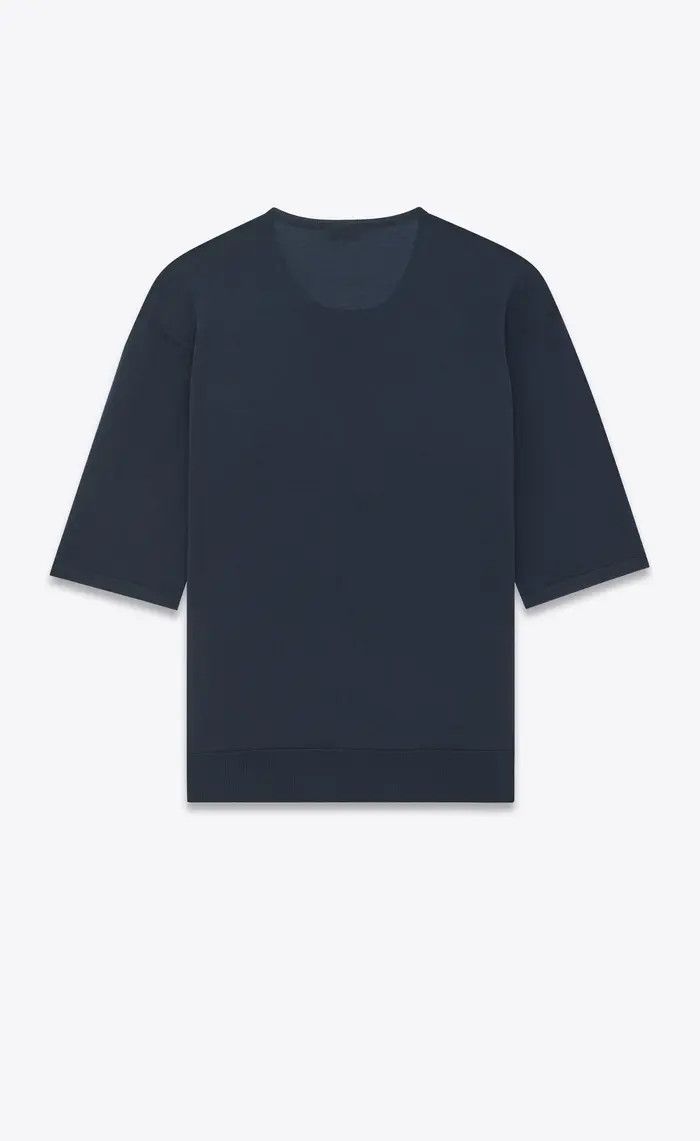 Saint Laurent Paris o1bcso1str1124 Top In Cashmere Wool And Silk in Blue Size US M / EU 48-50 / 2 - 2 Thumbnail