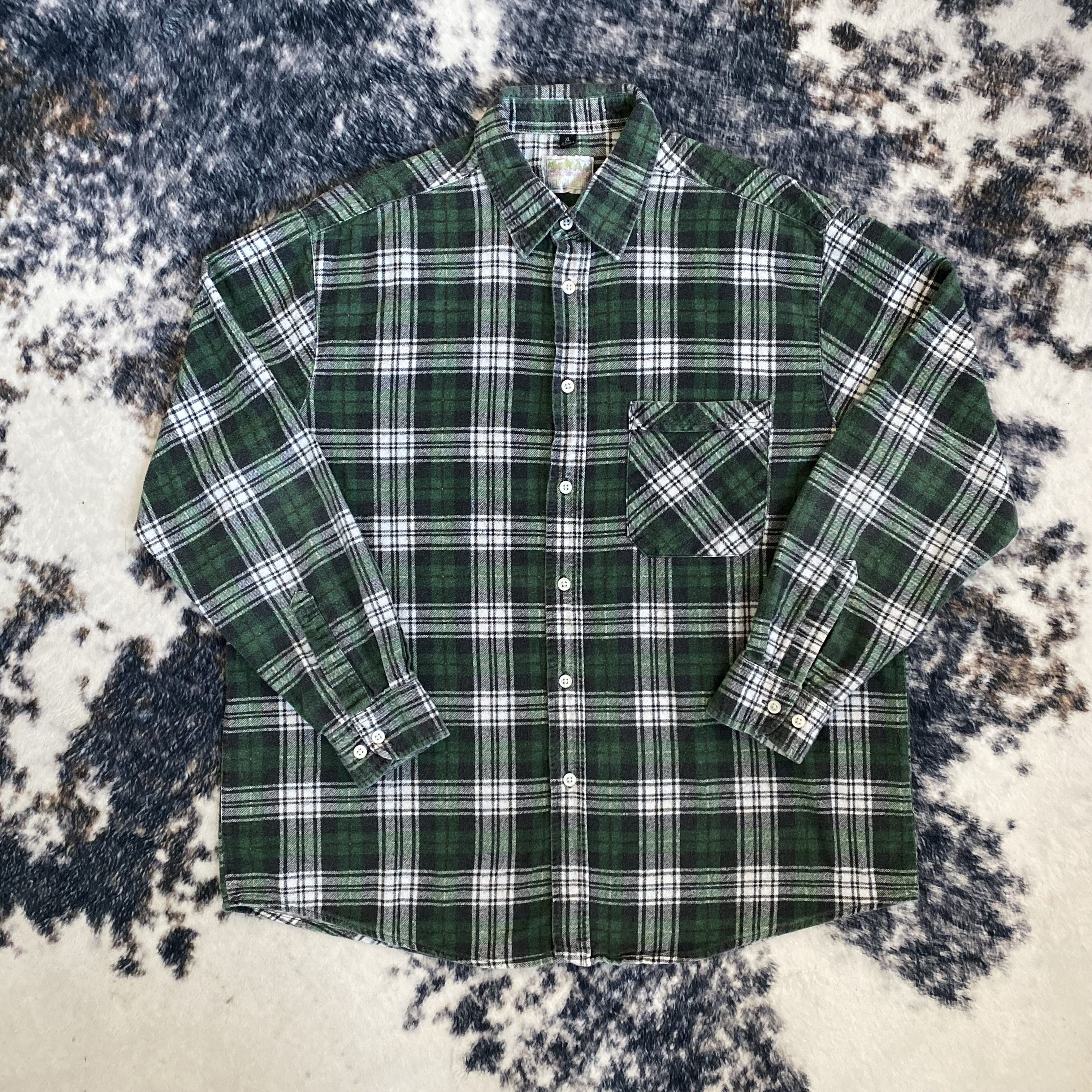 Vintage Vintage Green Plaid Botton Up Flannel Size US XL / EU 56 / 4 - 1 Thumbnail