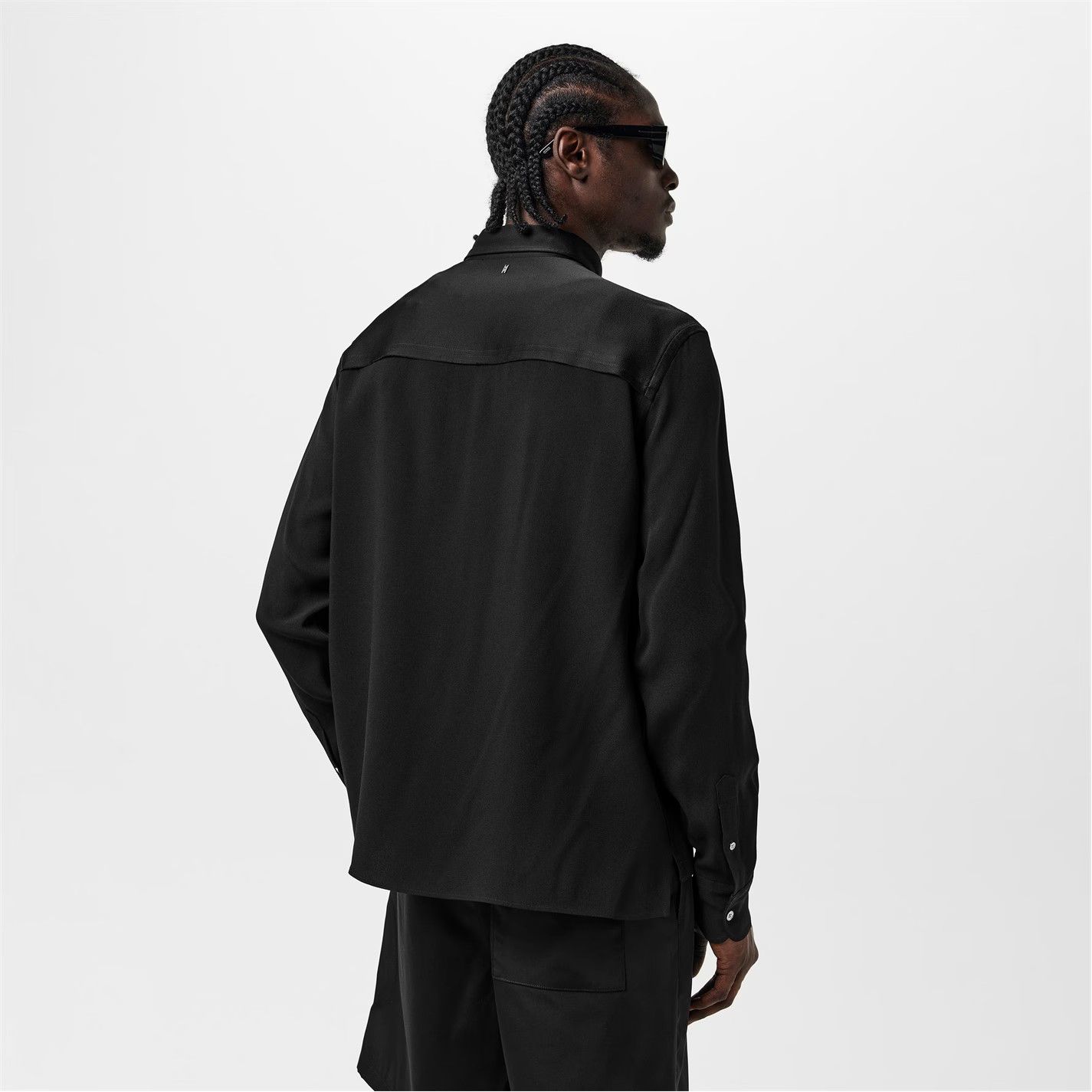 AMI o1g2r1mq0326 Viscose Long-Sleeve Plain Shirt in Black Size US M / EU 48-50 / 2 - 4 Thumbnail