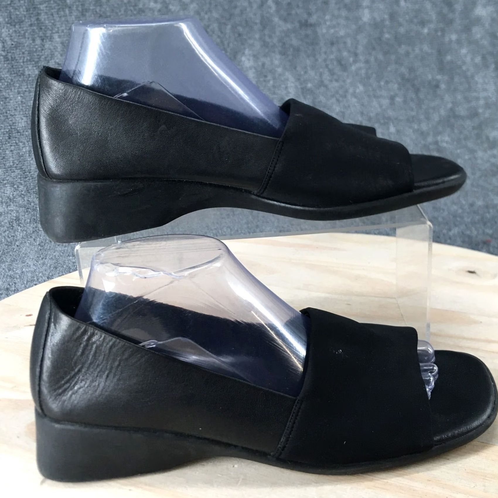 Cherokee Cherokee Sandals Womens 10 Casual Open Toe Slip Ons Wedge Black Leather Comfort Size US 10 / IT 40 - 2 Thumbnail