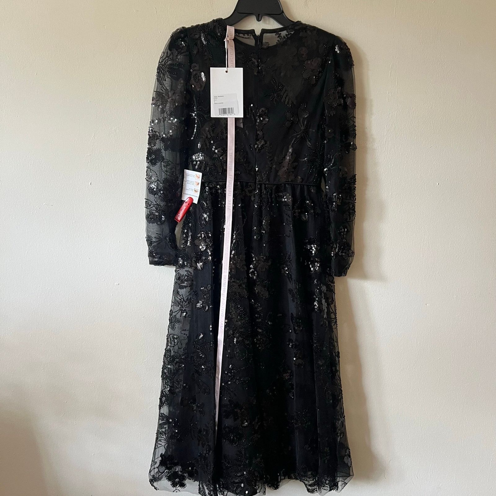 MACH & MACH Mac Duggal A-Line Midi Dress black sequin embellished size 2 Size XS / US 0-2 / IT 36-38 - 7 Thumbnail