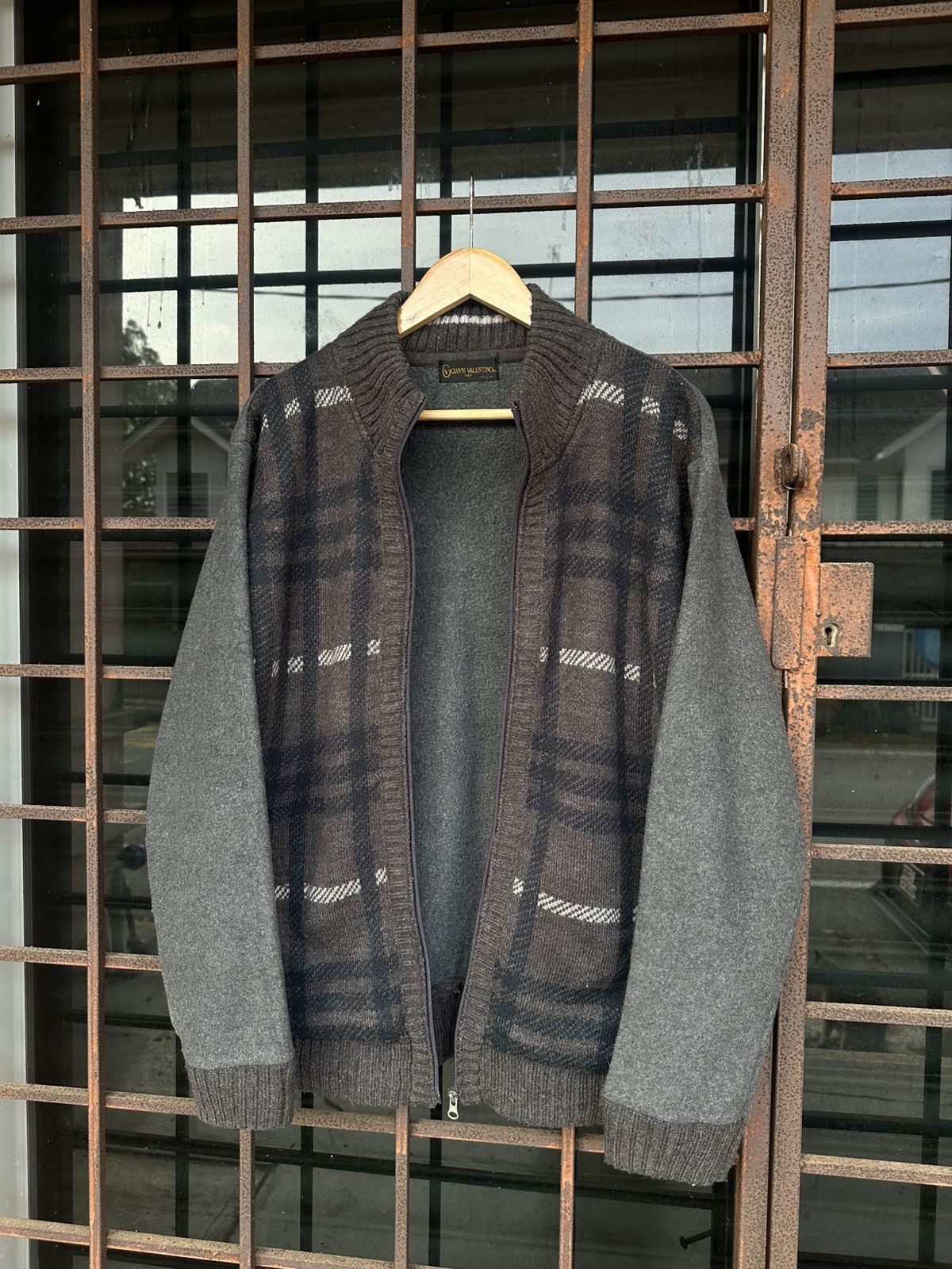 Gianni Valentino Wool Checked Zipper Jacket