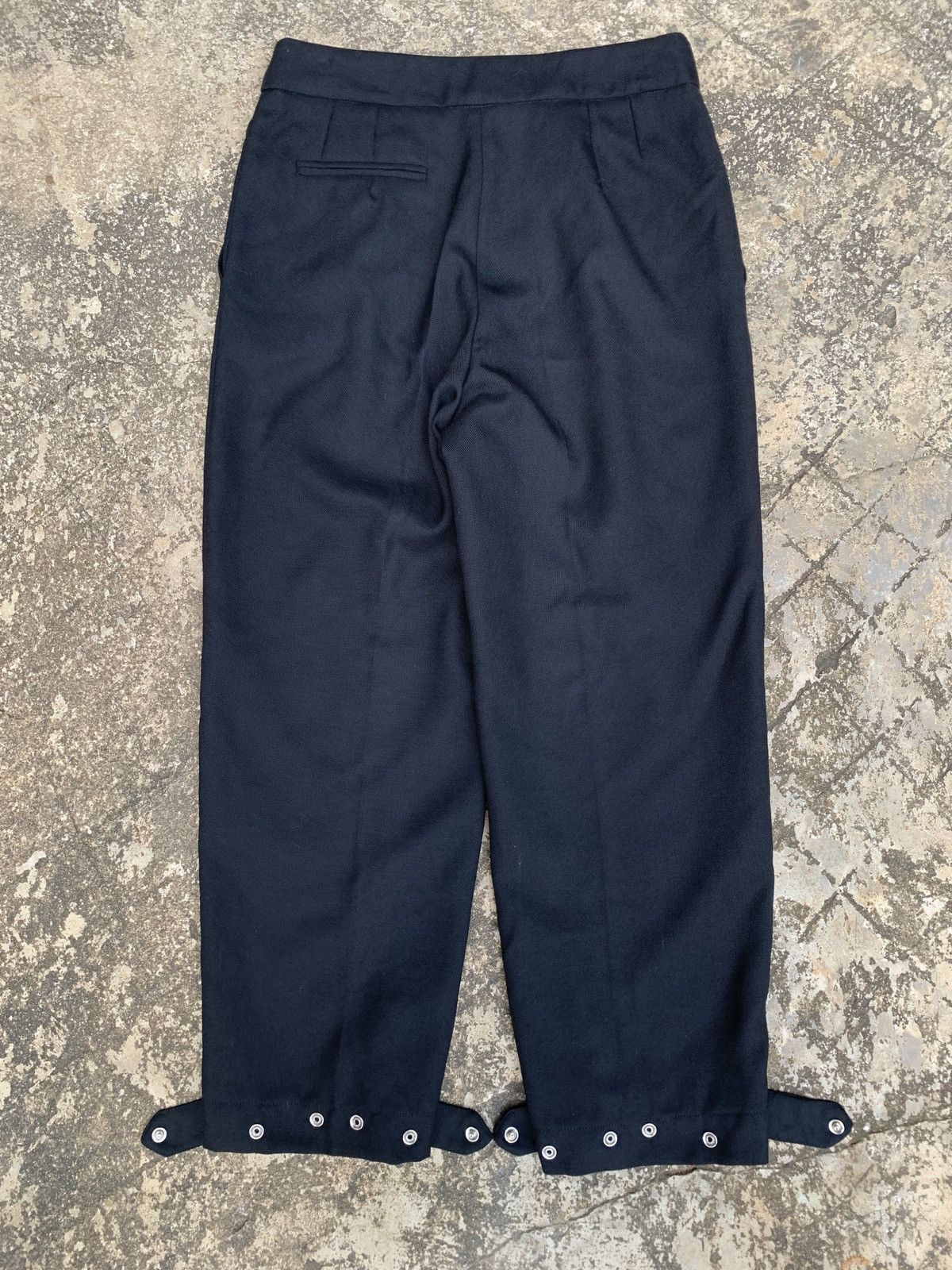 cacharel Paris Black Virgin Wool Casual Snap Trouser Pants