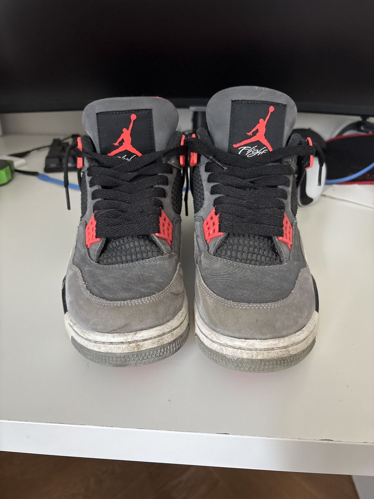 Jordan Brand Jordan 4 Infrared 2022 Grey Black Red Suede Size US 9 / EU 42 - 6 Thumbnail