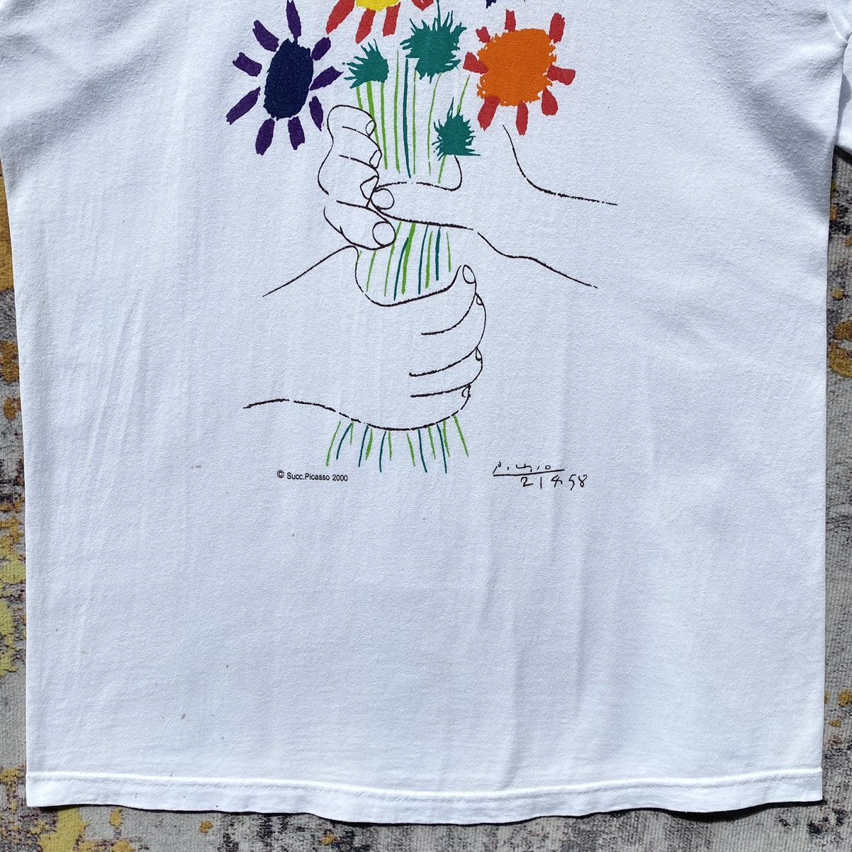 Paloma Picasso Vintage Y2K Picasso Bouquet Peach Art Graphic Shirt Picasso Size US S / EU 44-46 / 1 - 8 Thumbnail