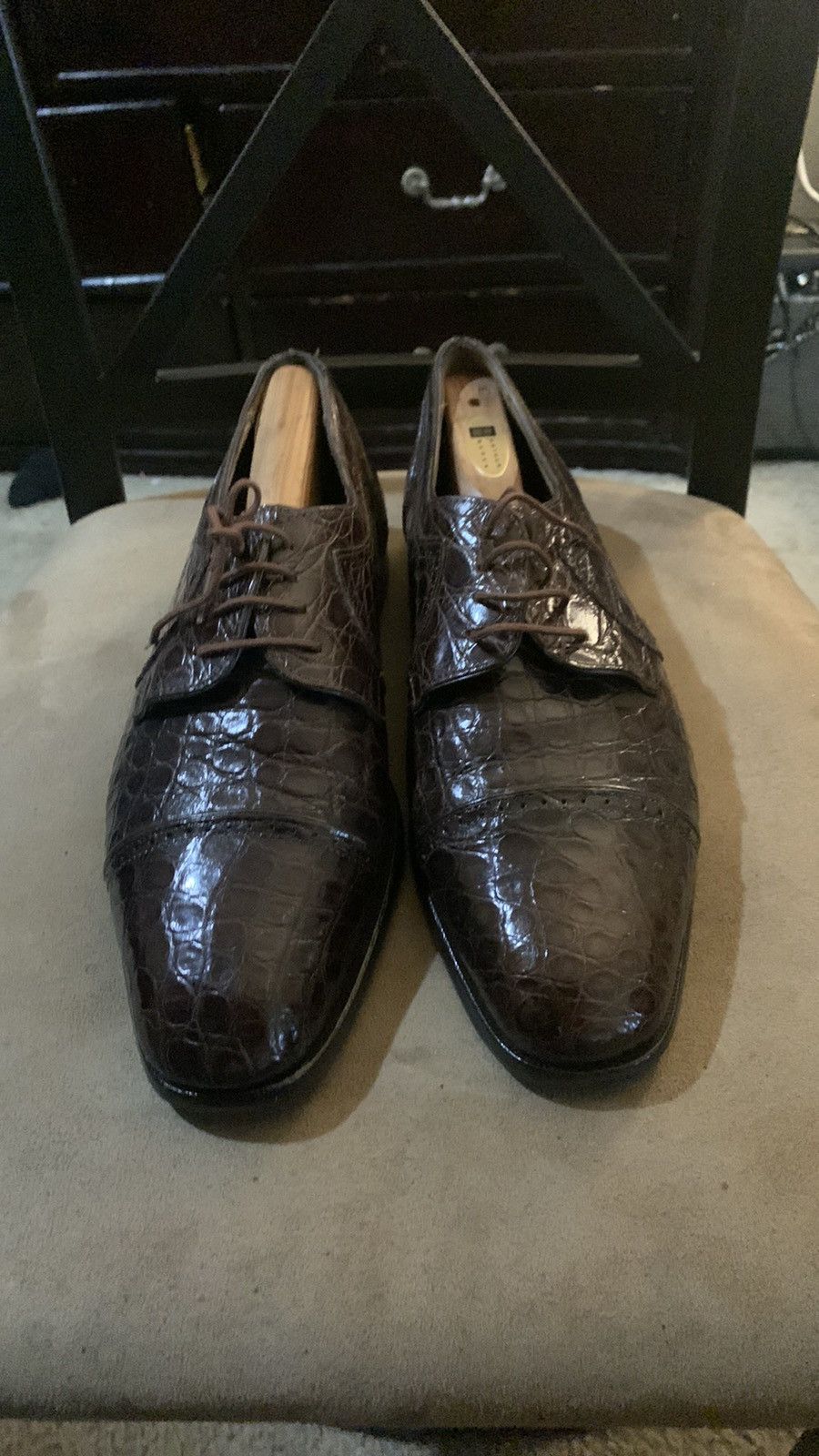 Zelli Genuine Andrea Crocodile Cognac Zelli Dress Shoes Size US 11 / EU 44 - 1 Thumbnail
