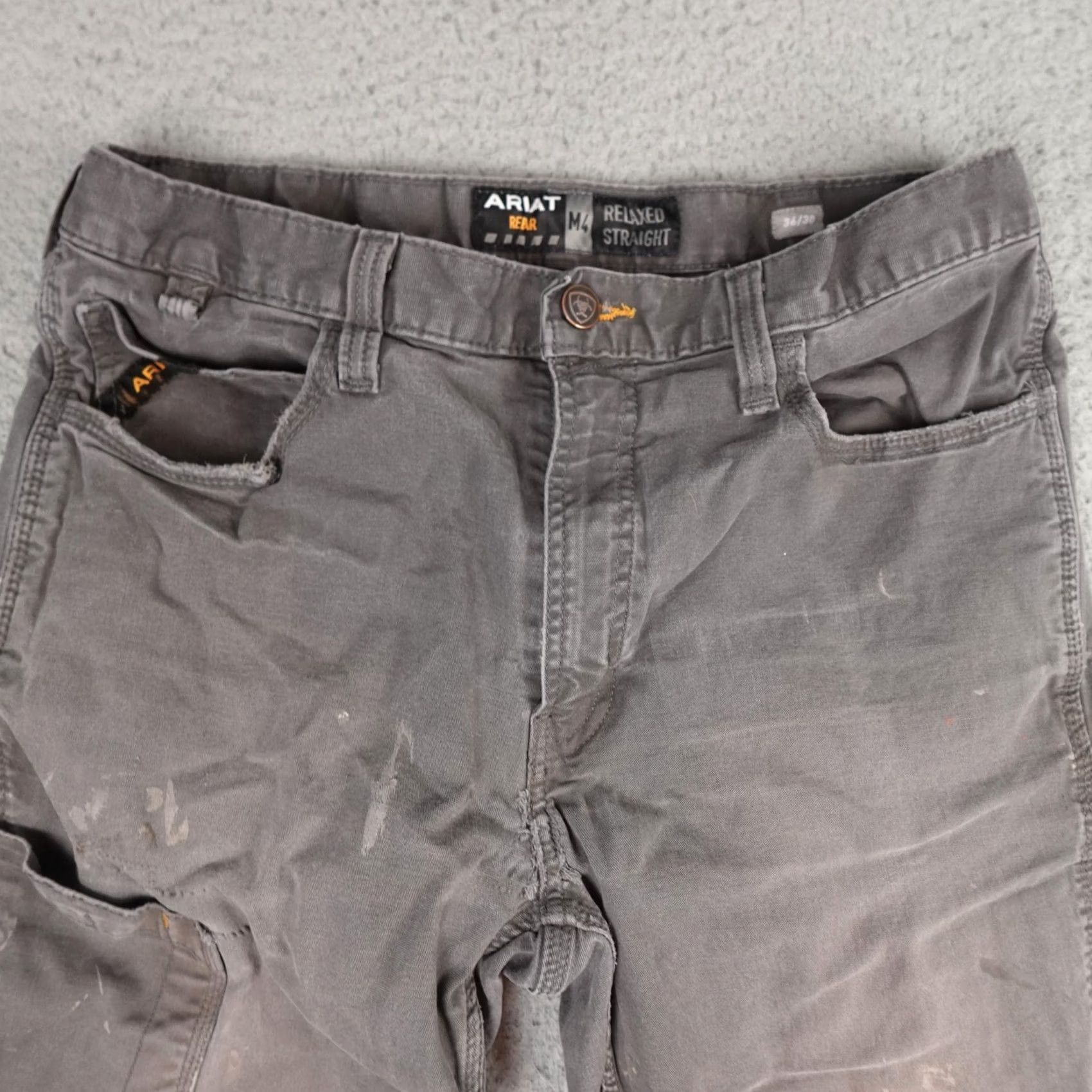 Ariat Ariat Rebar M4 Pants Mens 36x30 Fits 32x26 Gray Relaxed Straight Canvas Work Size US 36 / EU 52 - 6 Thumbnail