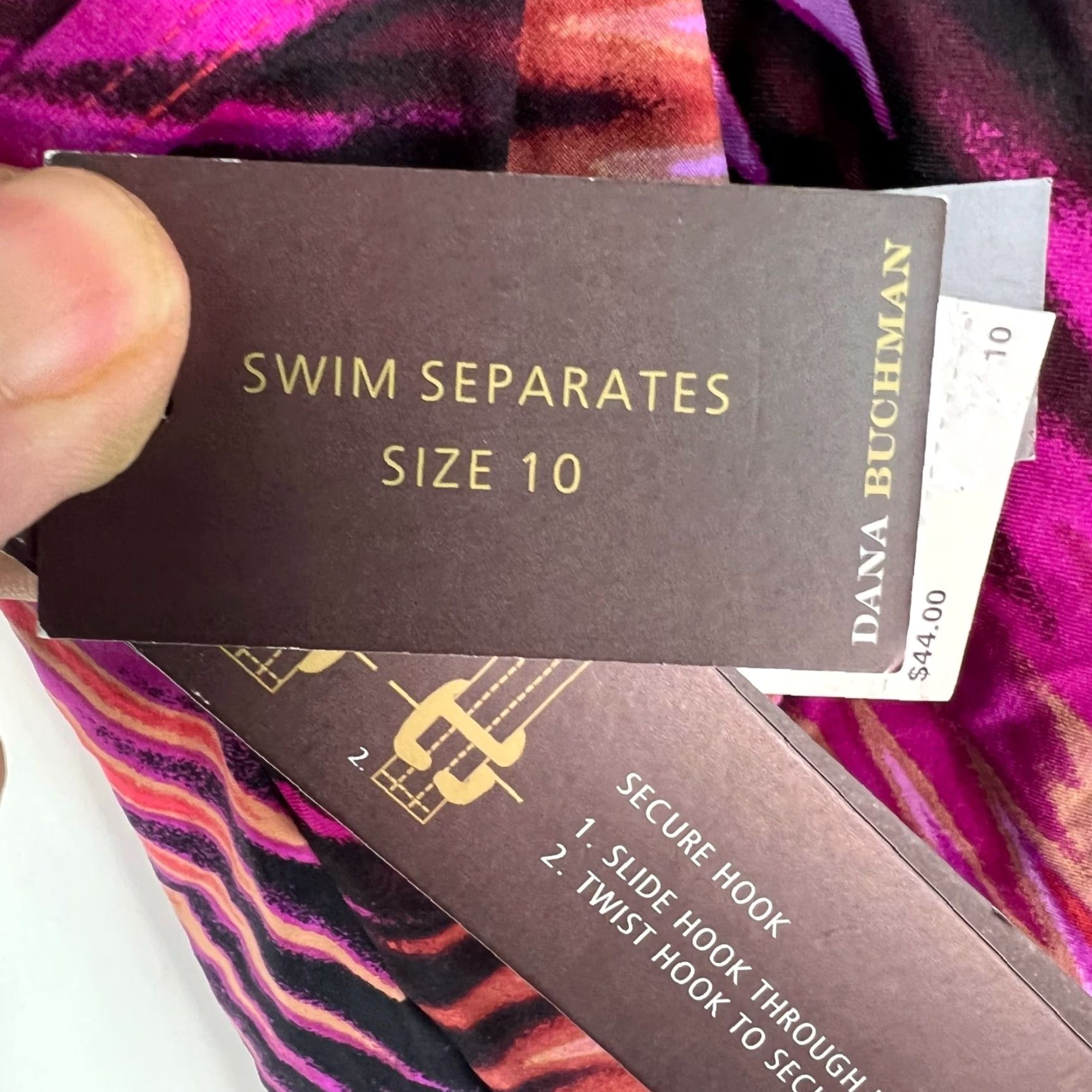 Vintage Dana Buchman Misses Geometric Print Padded Purple Pink Multi Tankini Top Women Size 10 Size L / US 10 / IT 46 - 6 Thumbnail