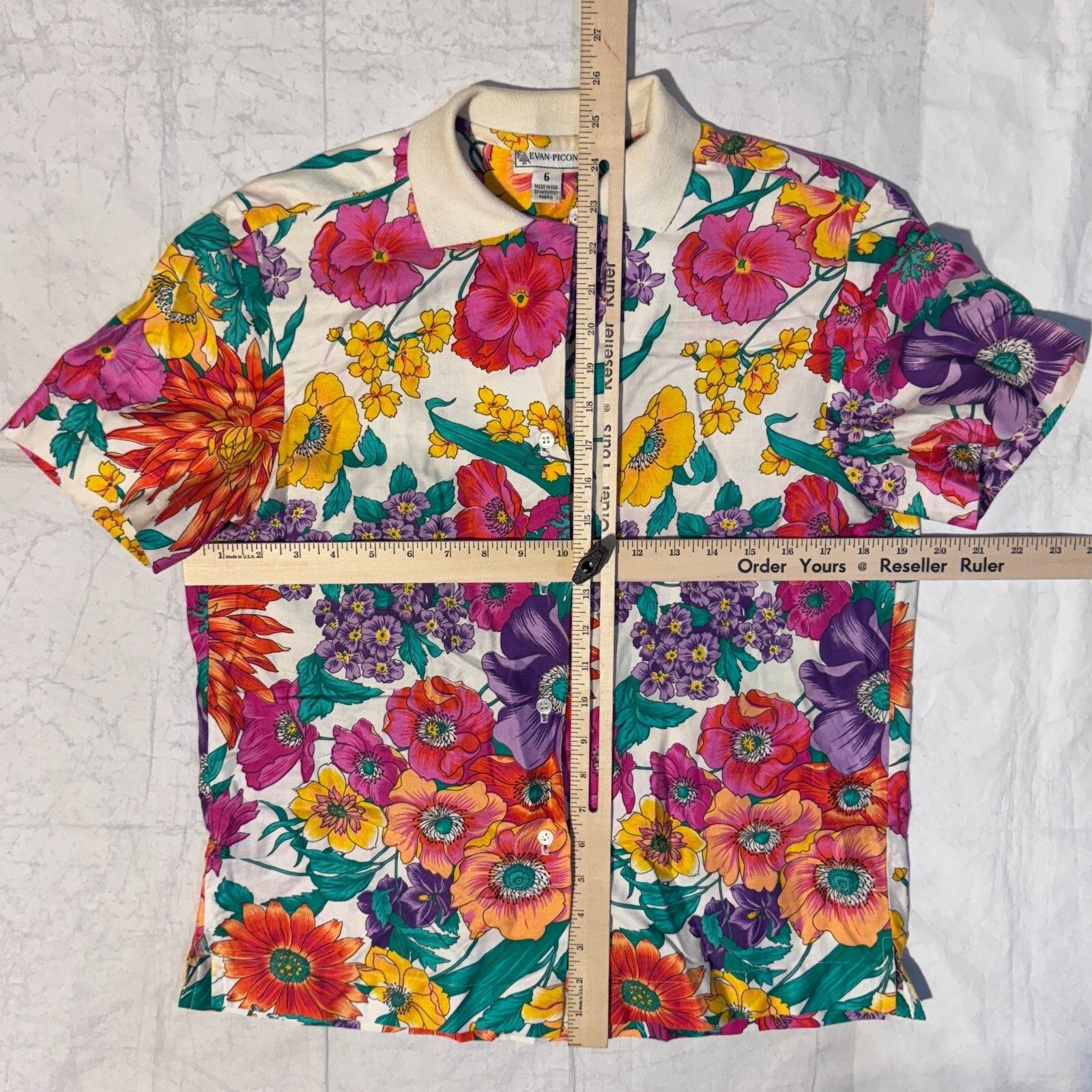Evan Picone VTG Y2K Evan Picone Colorful Floral Button Up Collared Short Size M / US 6-8 / IT 42-44 - 3 Thumbnail