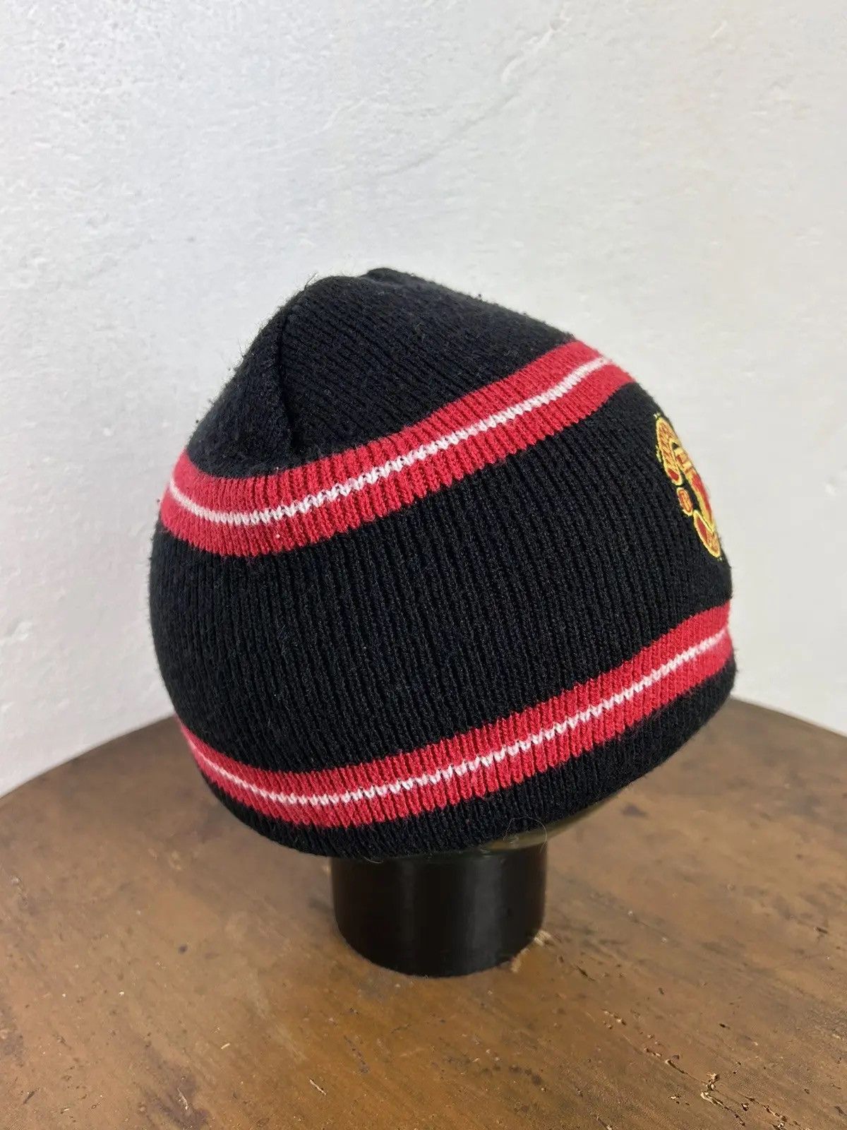 Nike 00s Vintage Nike x Manchester United Striped Beanie Hat Size ONE SIZE - 3 Thumbnail