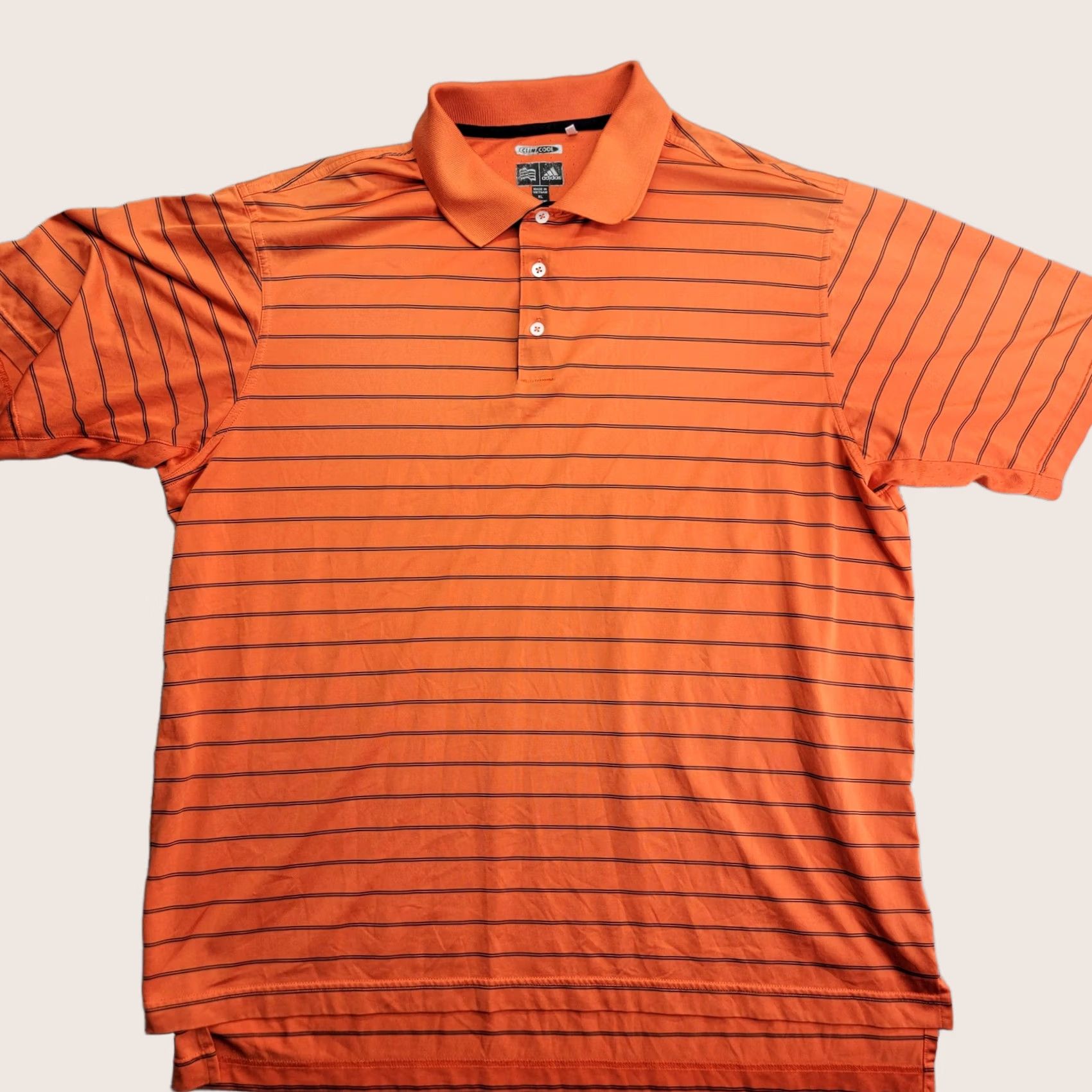 Adidas Adidas Polo Shirt Mens XL Orange Striped ClimaCool Short Sleeve Golf Athletic Size US XL / EU 56 / 4 - 1 Thumbnail