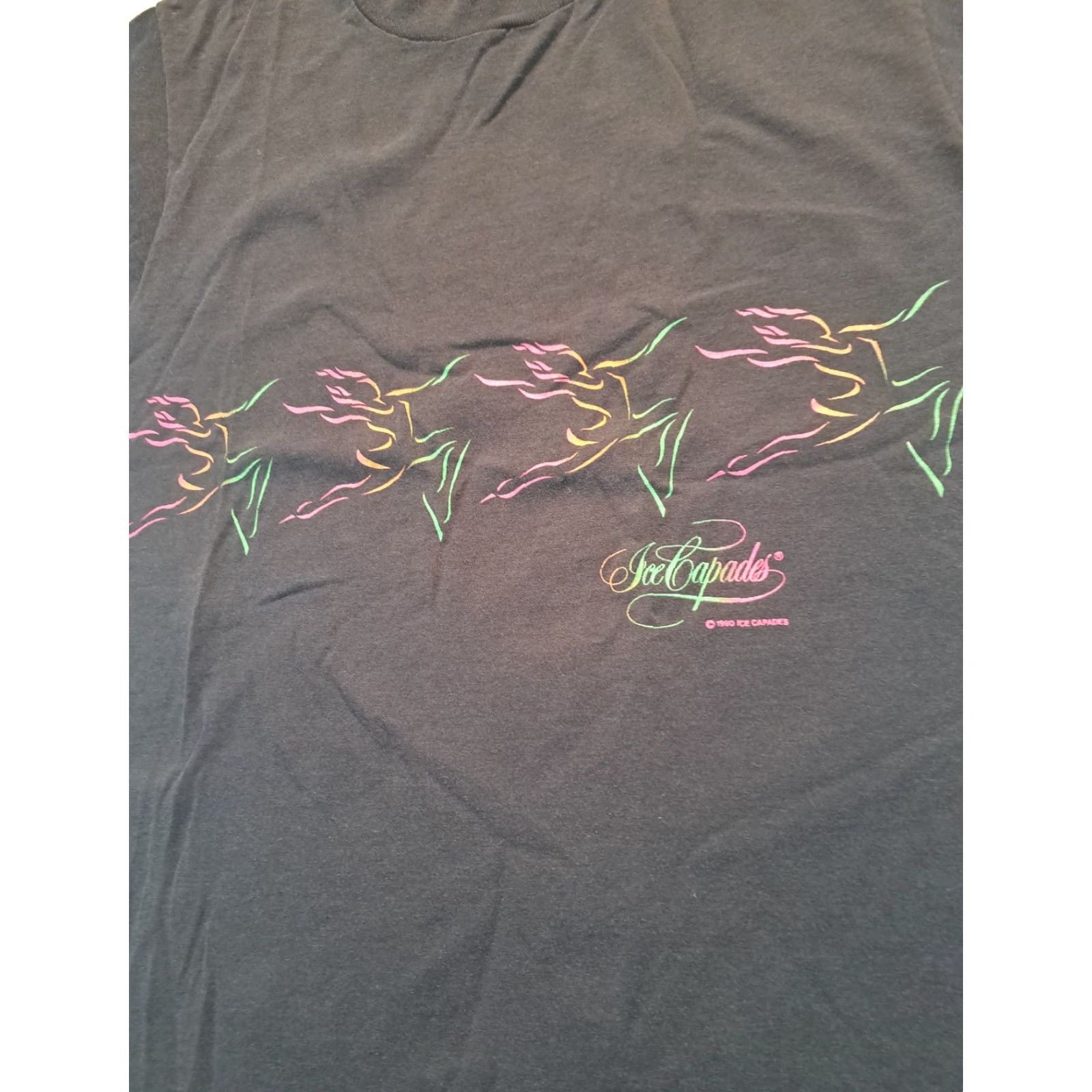 Vintage Screen Stars Ice Capades T-Shirt Woman M Black Crew Neck Short Sleeve 100% Cotton Canvas Basic Vintage? (No) 1990s Theme Ice Skating Size M / US 6-8 / IT 42-44 - 3 Thumbnail