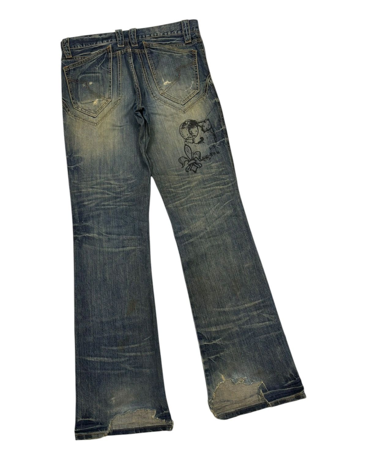 14th Addiction FLARE ARCHIVE‼️SEMANTIC DESIGN CHAOS DISTRESSED FLARED DENIM Size US 32 / EU 48 - 6 Thumbnail