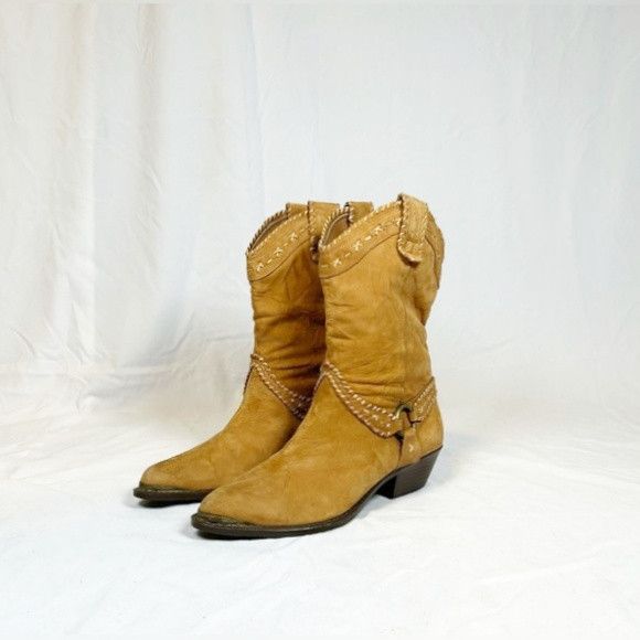 Other Leather Craft Tan Suede Boho Western Boots Size US 6.5 / IT 36.5 - 1 Thumbnail