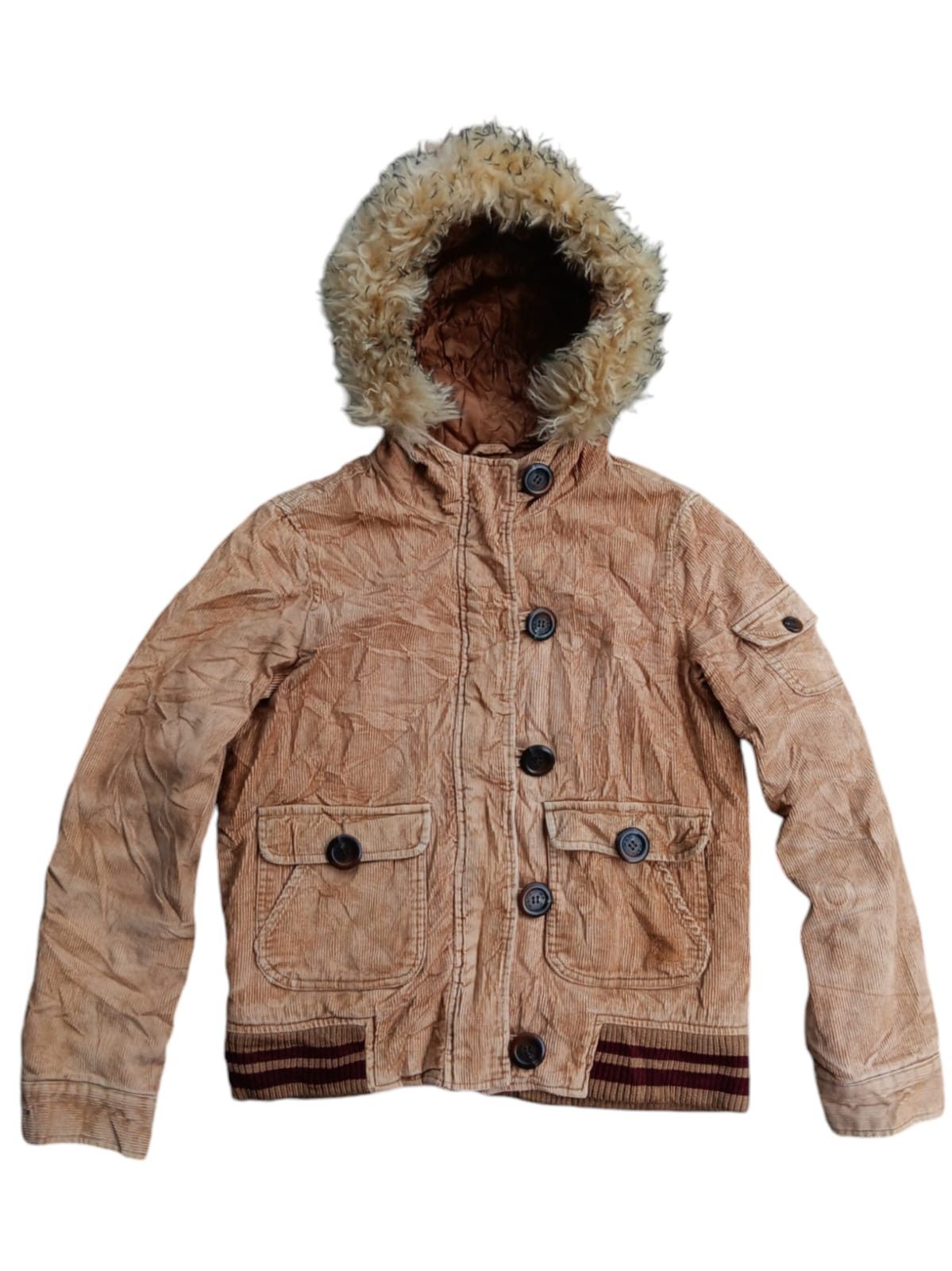 Japanese Brand Maru japanese corduroy fur hoodie jacket Size US S / EU 44-46 / 1 - 1 Thumbnail