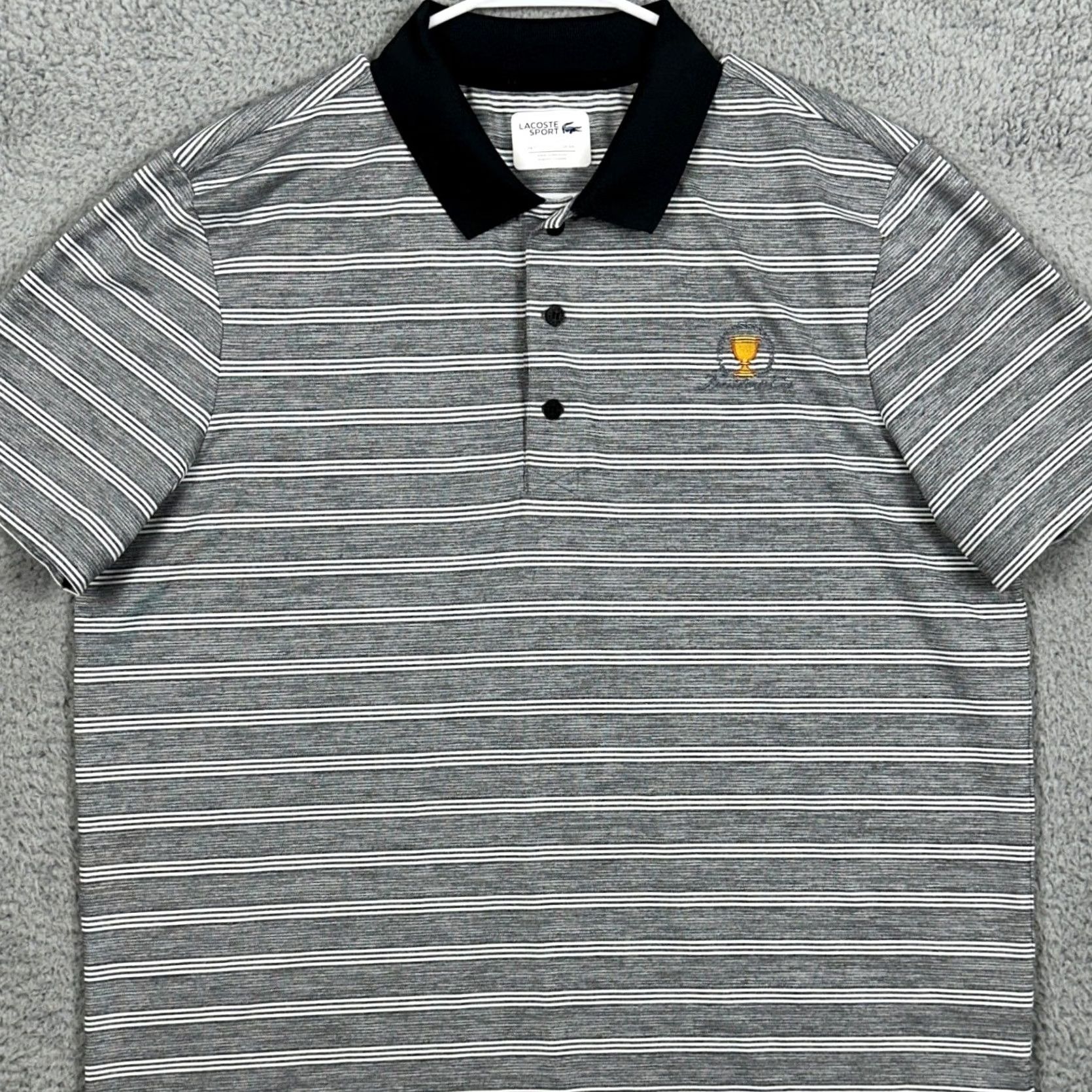 Lacoste Lacoste Sport Polo Shirt Mens 2XL Gray White Striped Tournament Logo Short Sleeve Sportswear (GOLF) Size US XXL / EU 58 / 5 - 2 Thumbnail