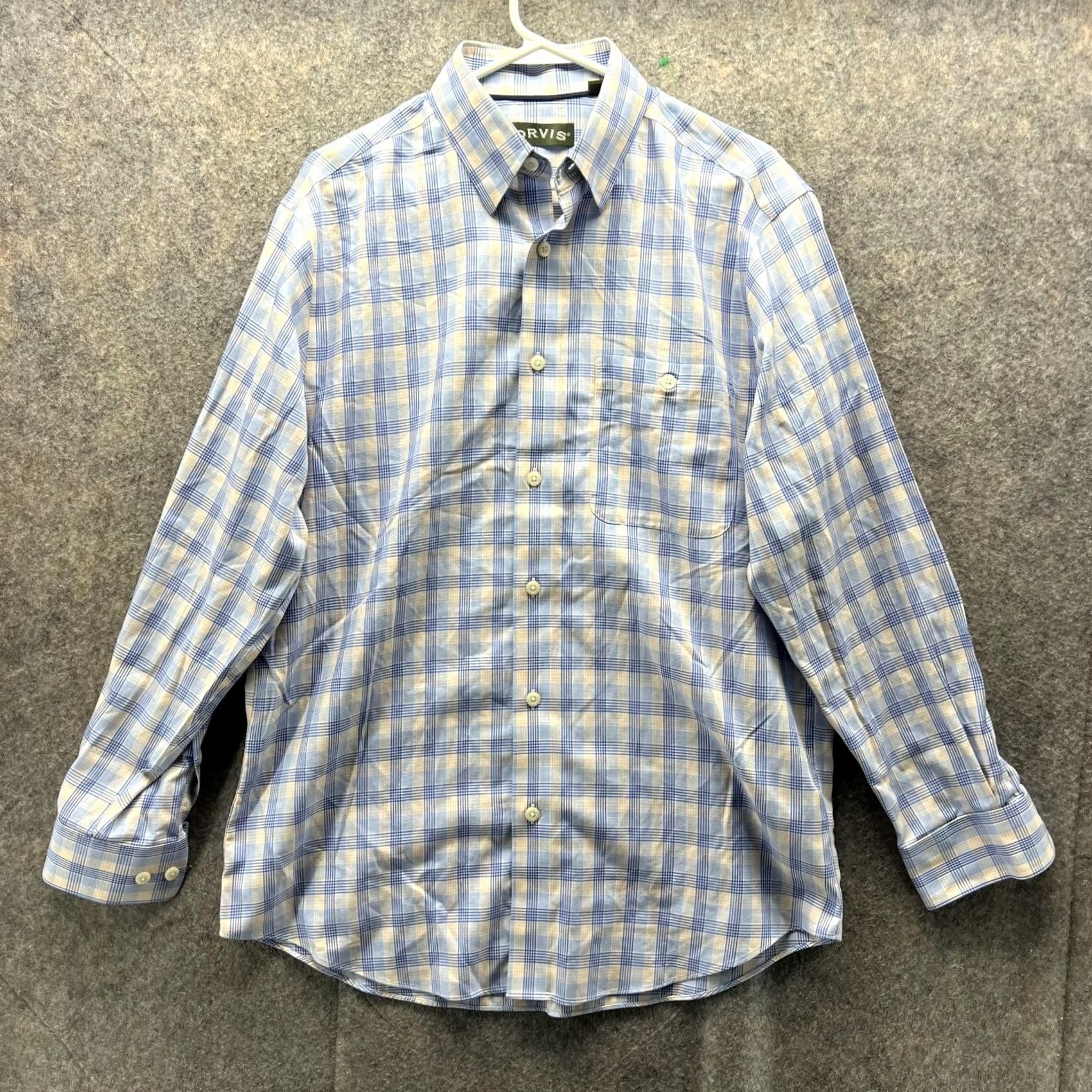 Orvis VINTAGE Orvis Shirt Men Medium Adult Blue Yellow Plaid Button-Down Preppy Casual, Button-Up, All Seasons, Regular fit, Wool? (Note: keep as Canvas) Size US M / EU 48-50 / 2 - 2 Thumbnail