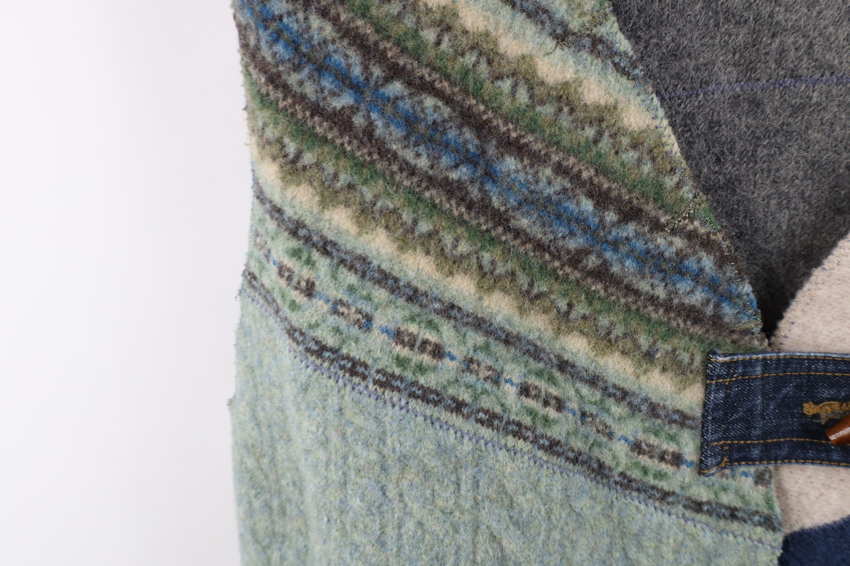 Vintage Vintage 90s Streetwear Patchwork Wool Sweater Vest Jacket Size L / US 10 / IT 46 - 7 Thumbnail