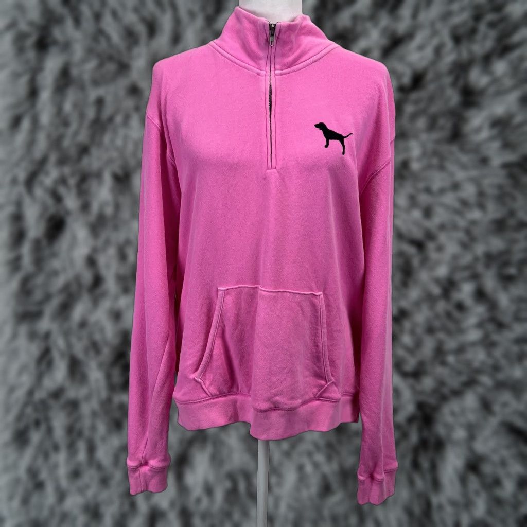Victoria's Secret Victoria’s Secret PINK Sweatshirt 1/4 Zip Pullover Women’s Size L Pink Cotton Blend Activewear Womens Size L / US 10 / IT 46 - 1 Thumbnail