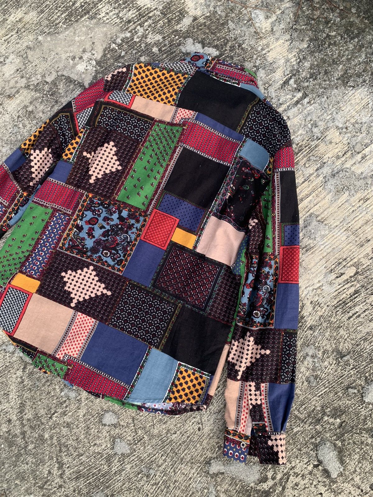 Designer × Issey Miyake × Japanese Brand Rare 🔥 multicolor longsleeve button up patchwork style Size XL / US 12-14 / IT 48-50 - 12 Thumbnail