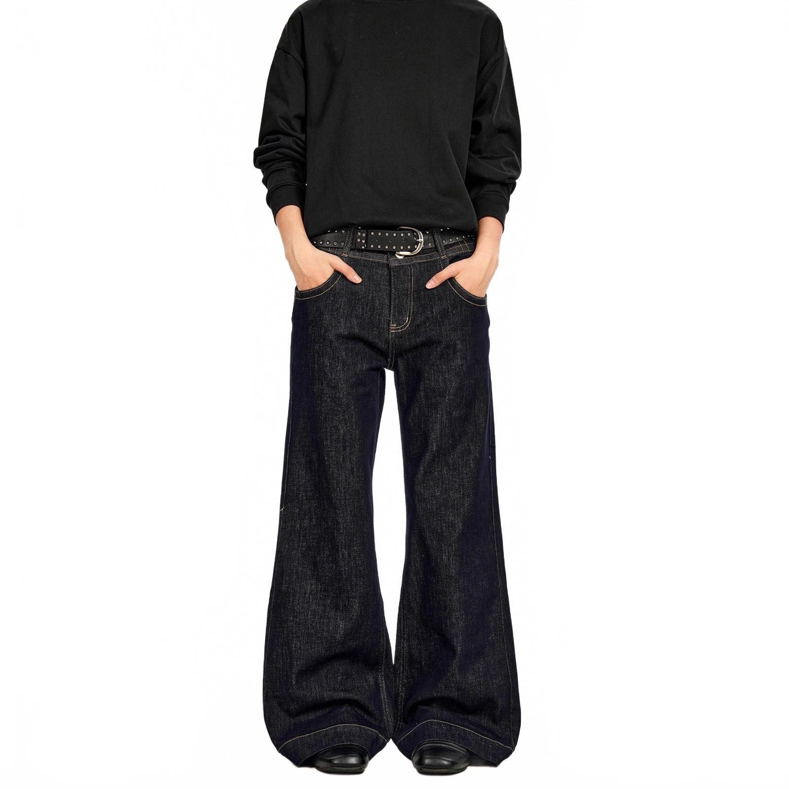 Jean Raw Indigo Slim Wide-Leg Straight Denim Jeans Size US 32 / EU 48 - 2 Thumbnail