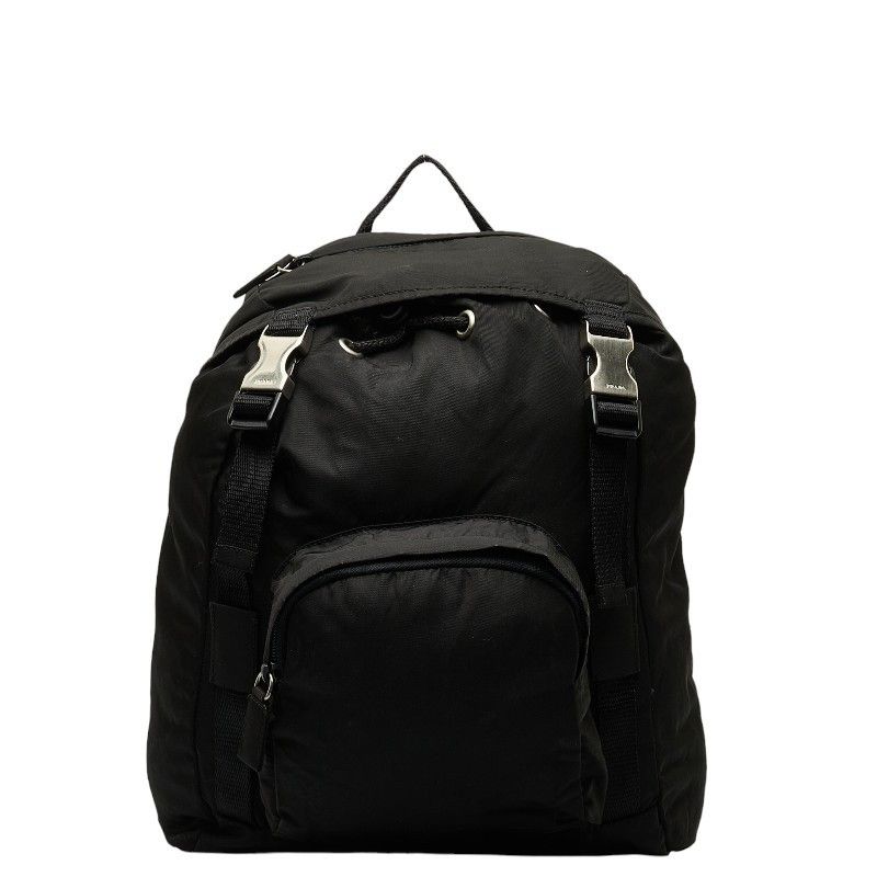 Prada Prada Prada Nylon Triangle Logo Plate Backpack Black Canvas Backpack in Good Condition Size ONE SIZE - 1 Thumbnail
