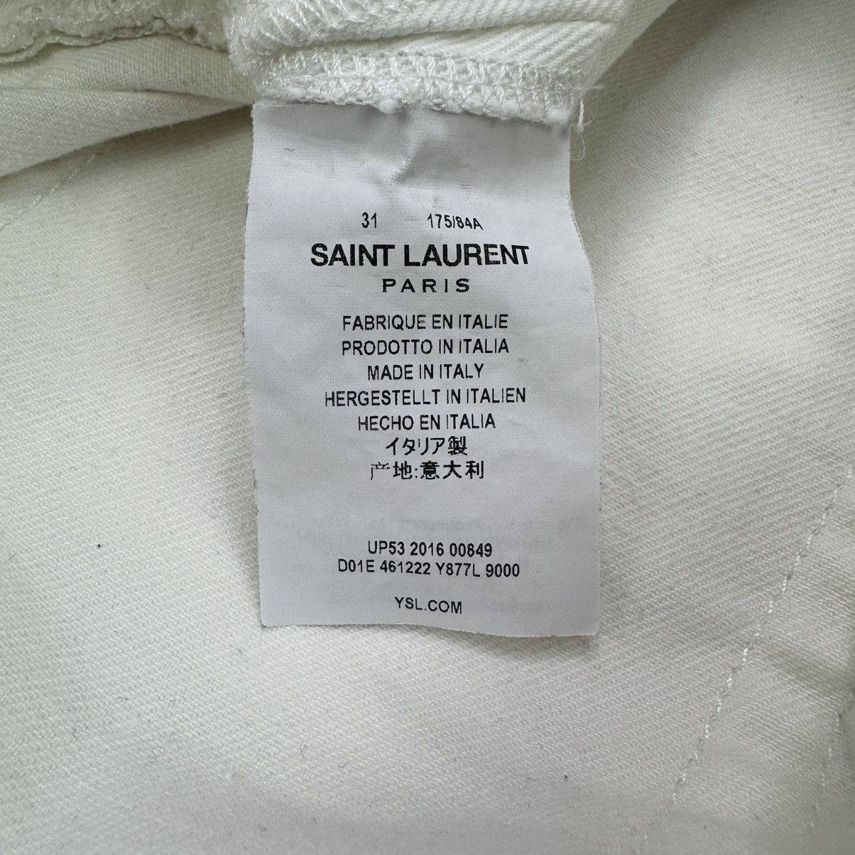 Saint Laurent Paris SAINT LAURENT PARIS SS17 WHITE D02 DENIM Size US 31 - 4 Thumbnail