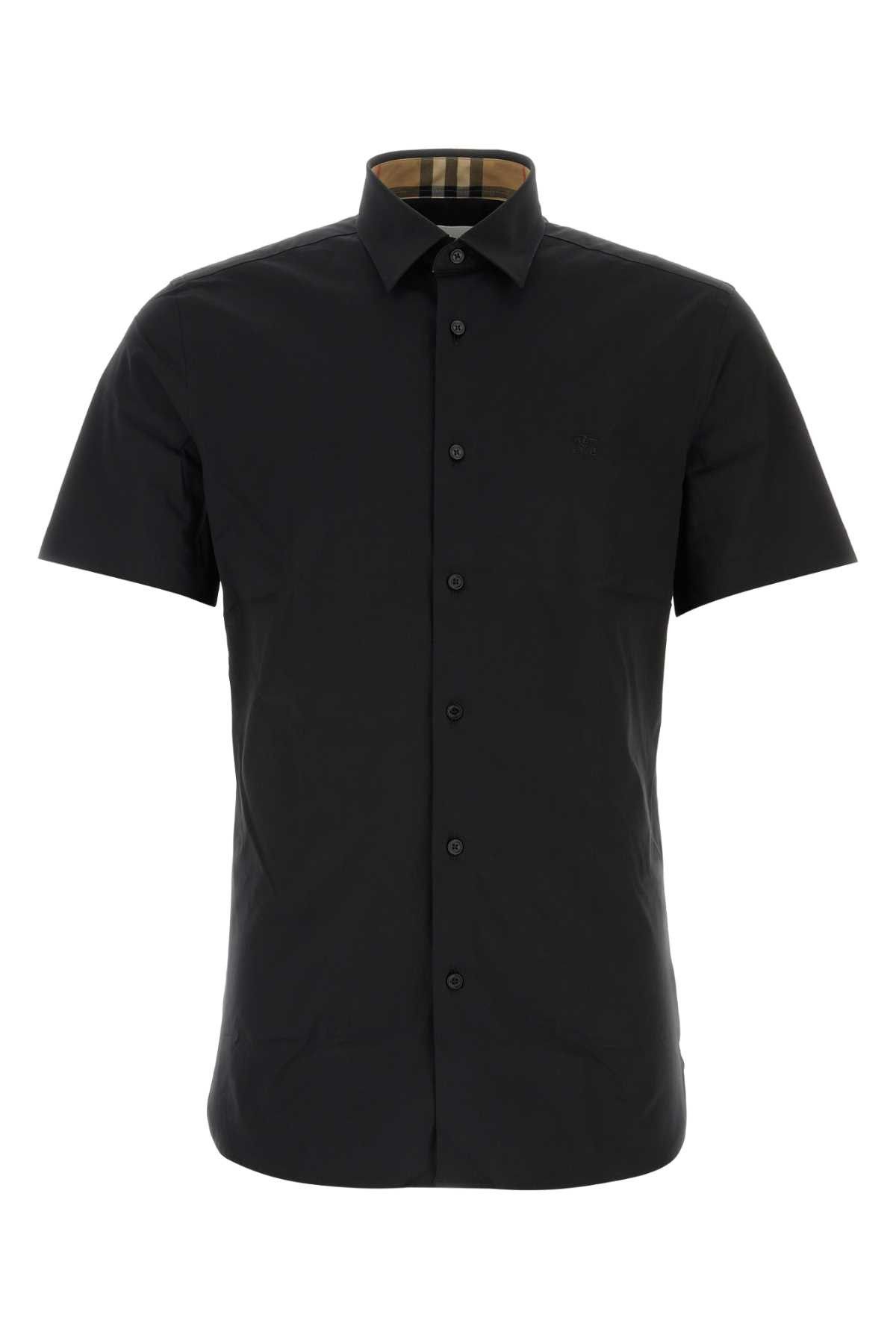 image of Burberry Black Stretch Poplin Shirt, Men's (Size Small)