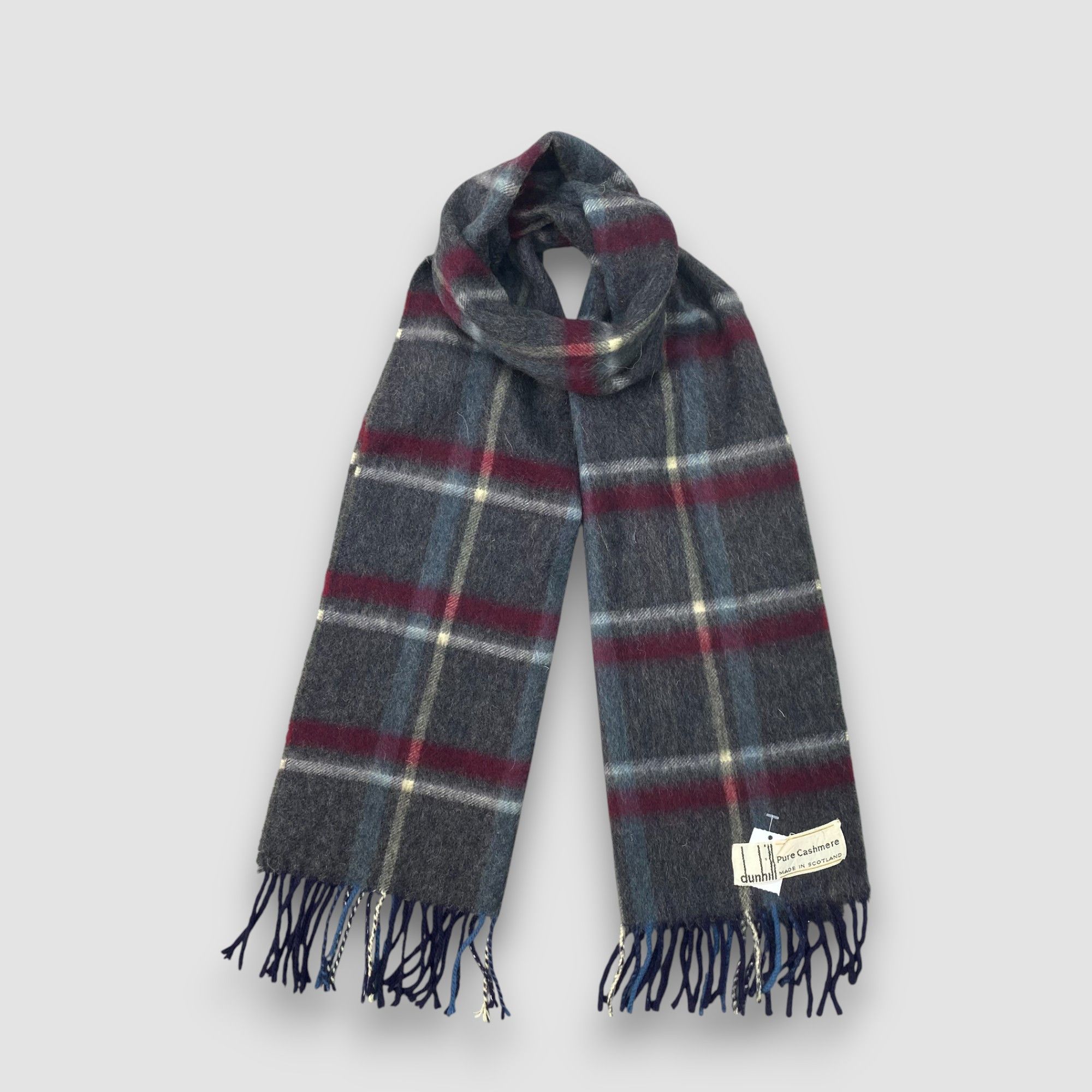 Alfred Dunhill Vintage Dunhill Scarf Muffler Wool Cashmere Plaid Scarves Size ONE SIZE - 1 Thumbnail