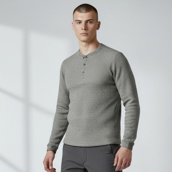 Stio Stio Textured Thermal Gray Knit Men’s Long Sleeve Size US S / EU 44-46 / 1 - 1 Thumbnail
