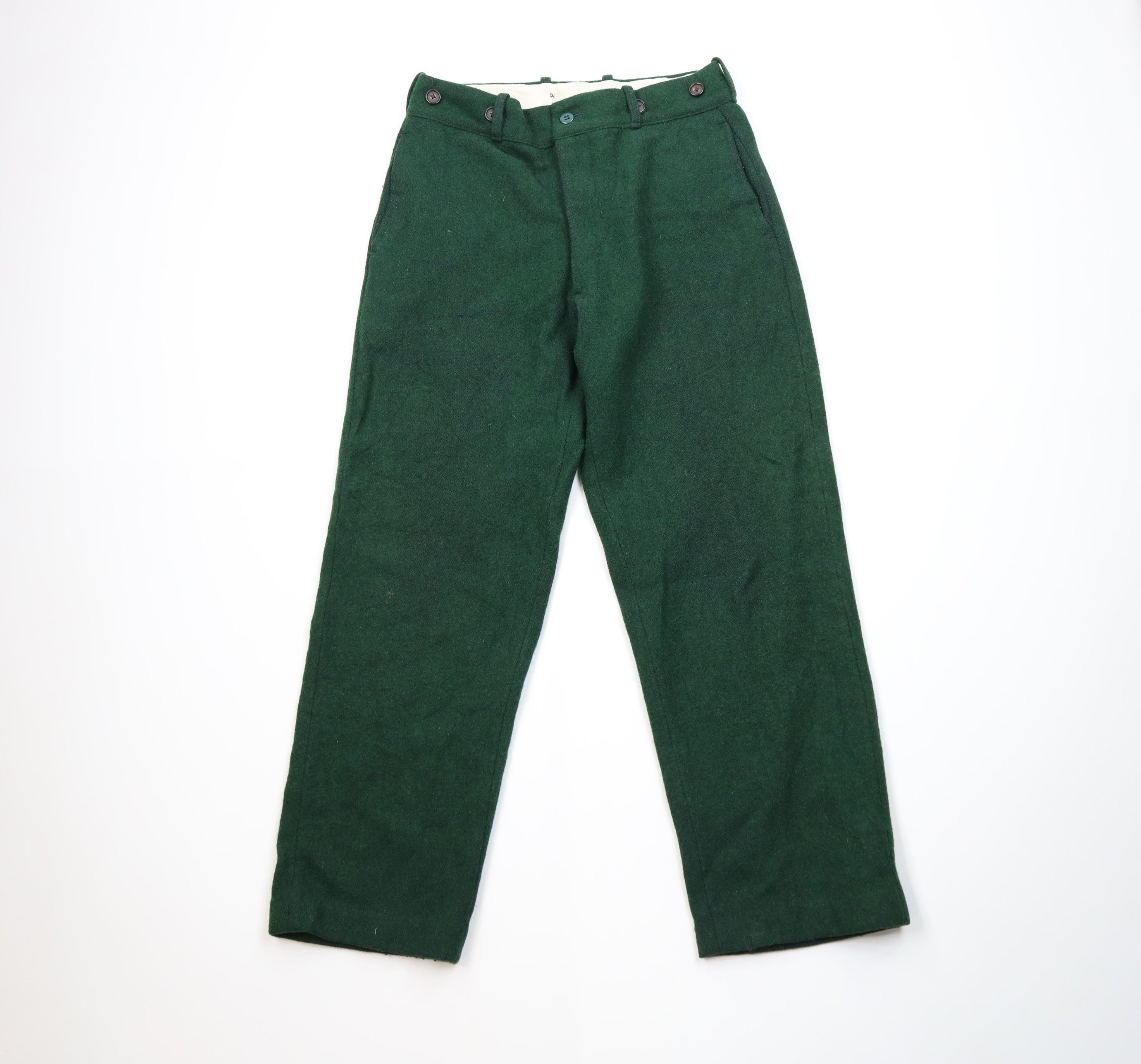 Vintage 70s Woolrich Mackinaw Wool Wide Leg Pants Green USA