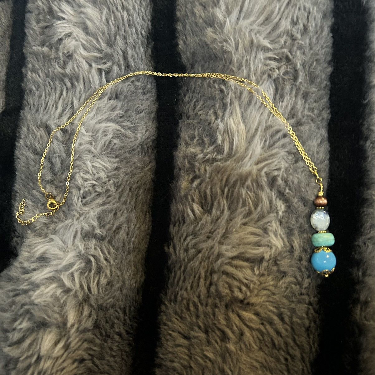 Handmade Handcrafted vintage bead fluorite turquoise drop necklace Size ONE SIZE - 6 Thumbnail
