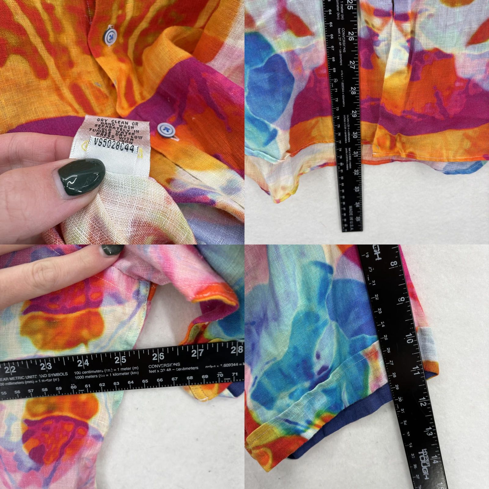 BUGATCHI Bugatchi Shirt Mens Large Multicolor Linen Short Sleeve Abstract Button Up Art Size US L / EU 52-54 / 3 - 8 Thumbnail
