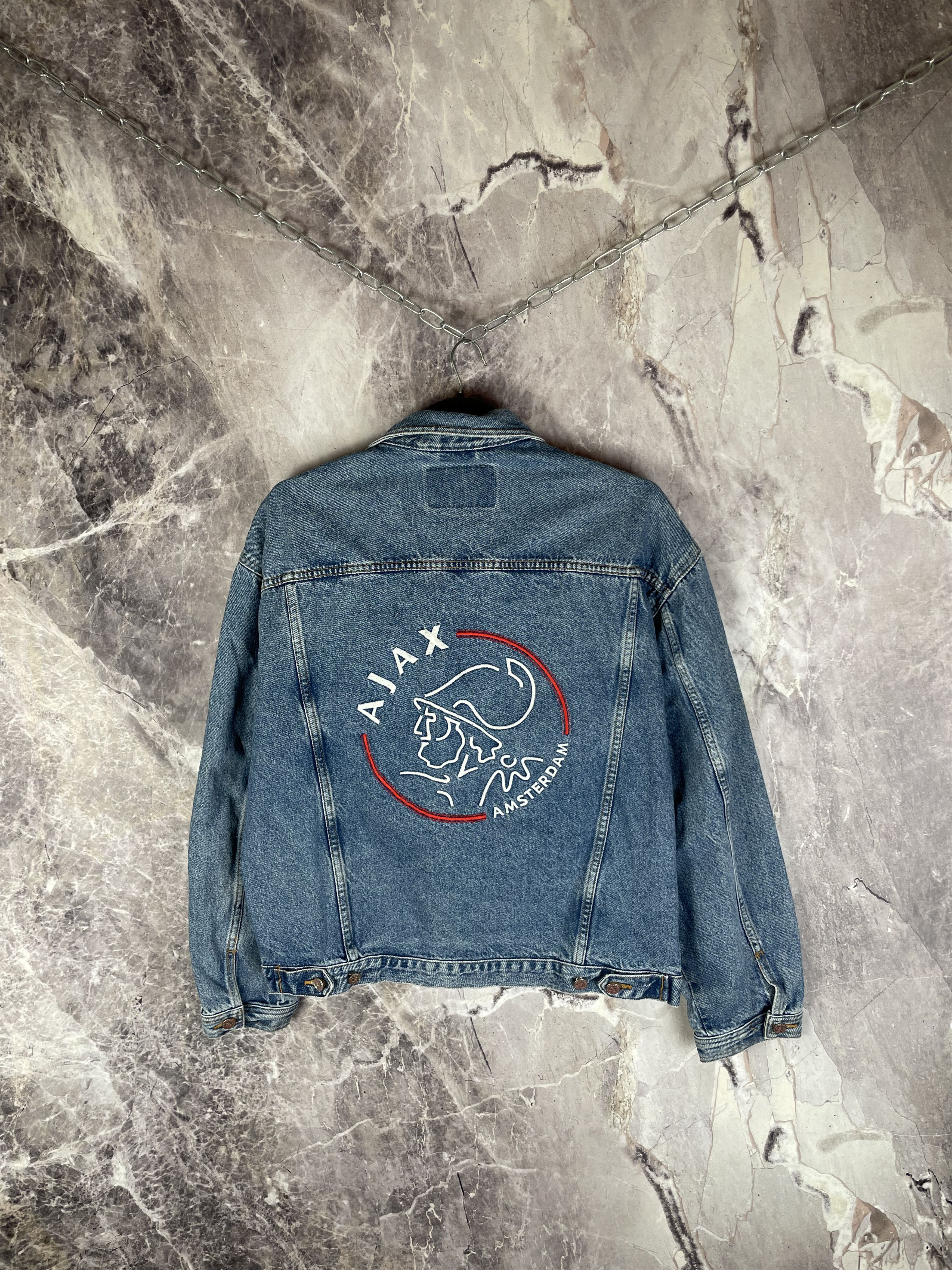 Vintage Vintage Ajax Denim Jacket Soccer 90s Size US XL / EU 56 / 4 - 2 Thumbnail