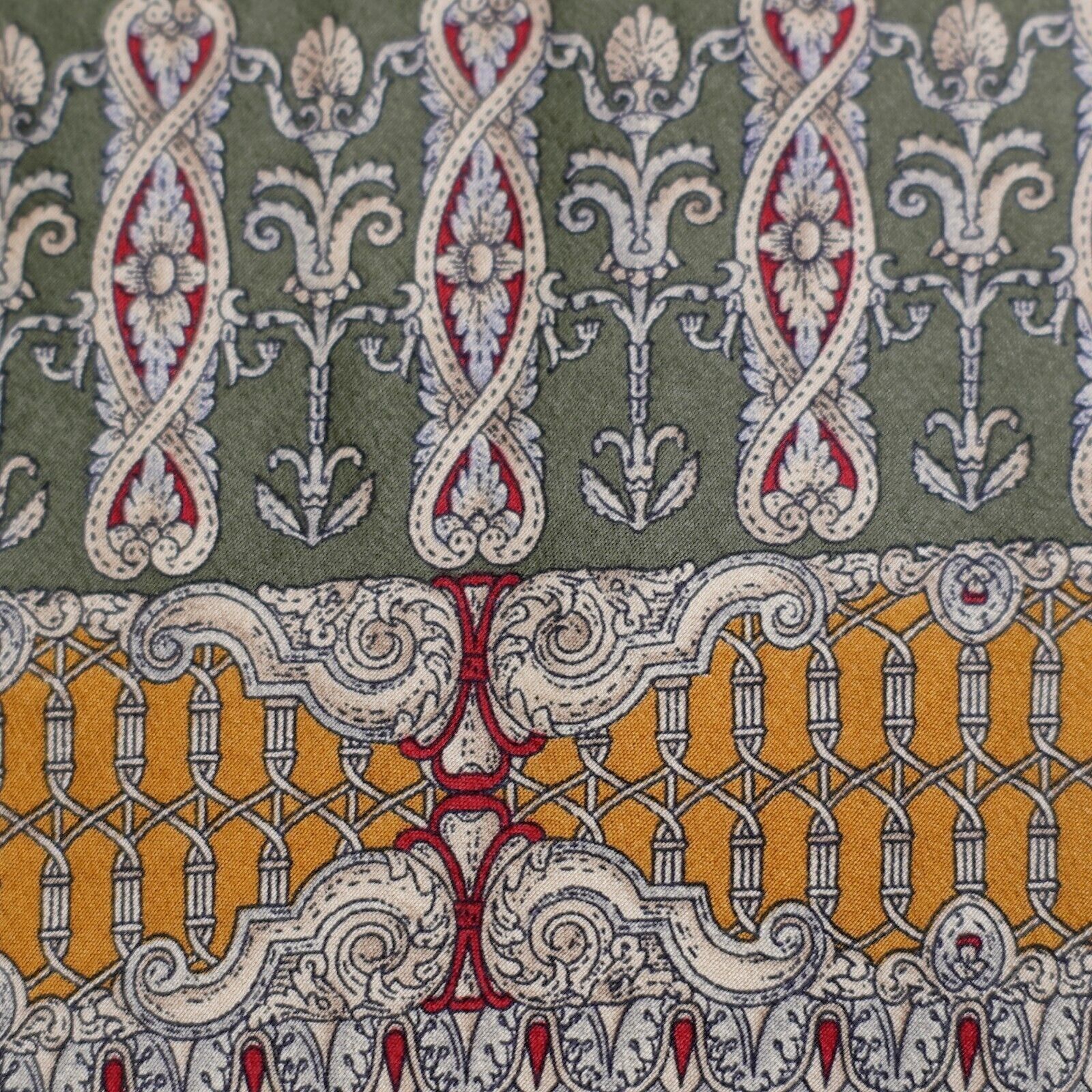 Bill Blass Bill Blass Yellow Green Red Baroque Print Short Wide Silk Ti Size ONE SIZE - 2 Thumbnail
