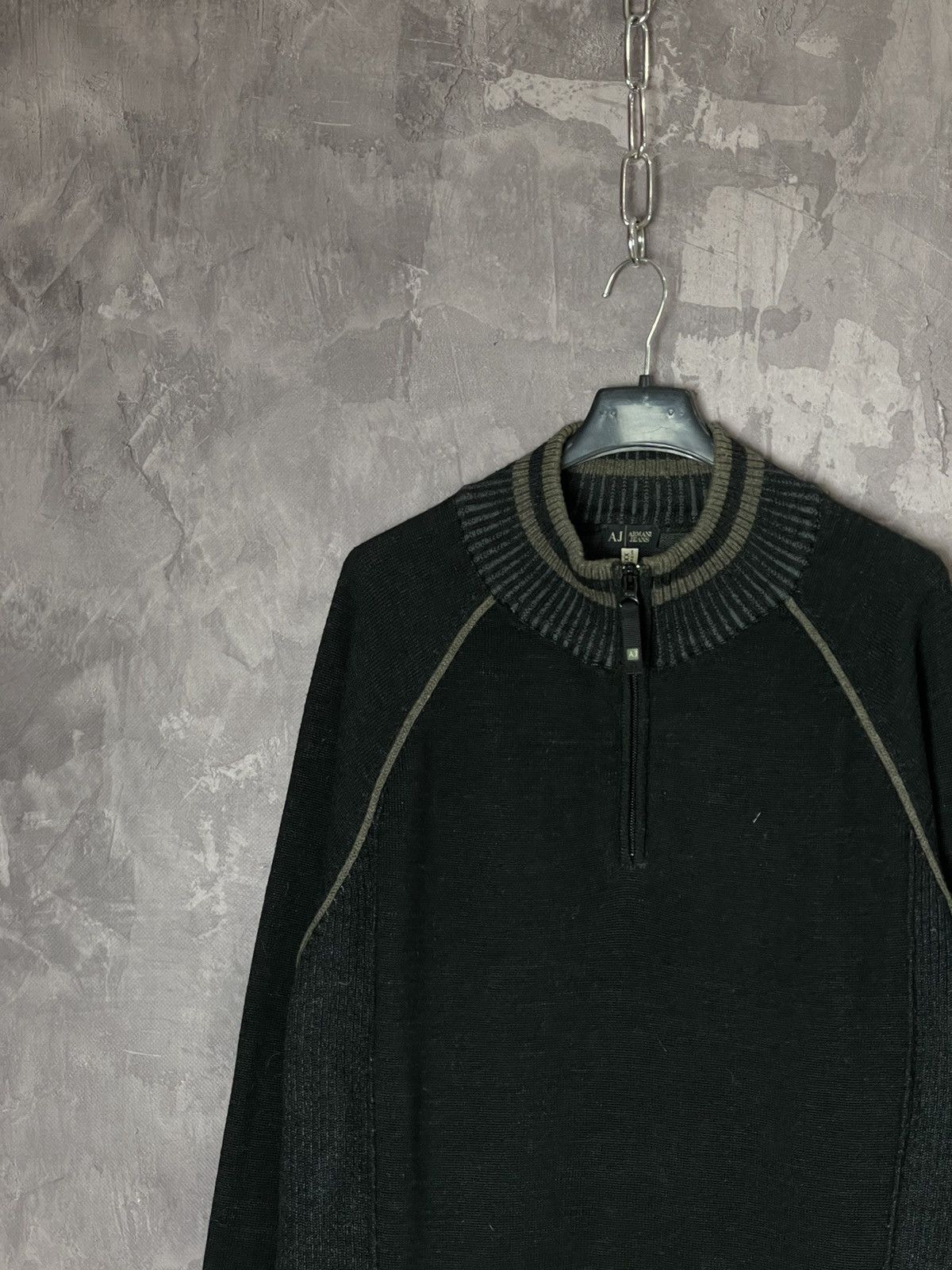 Armani Y2K Avant Garde Style Armani Jeans 1/3 Zip Striped Sweater Size US XL / EU 56 / 4 - 4 Thumbnail