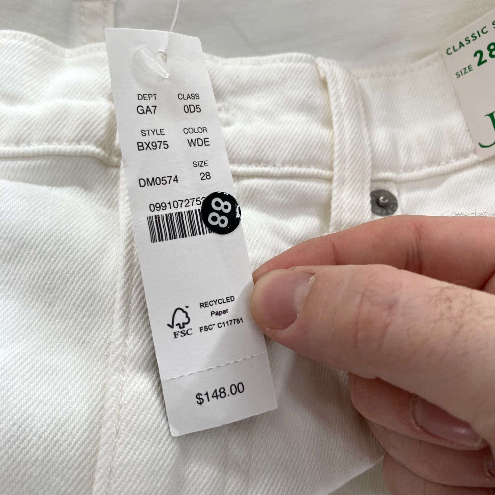 J.Crew J.CREW Classic Straight Jeans Women's 28 White Stretch Denim High Rise Casual Size 28" / US 6 / IT 42 - 7 Thumbnail