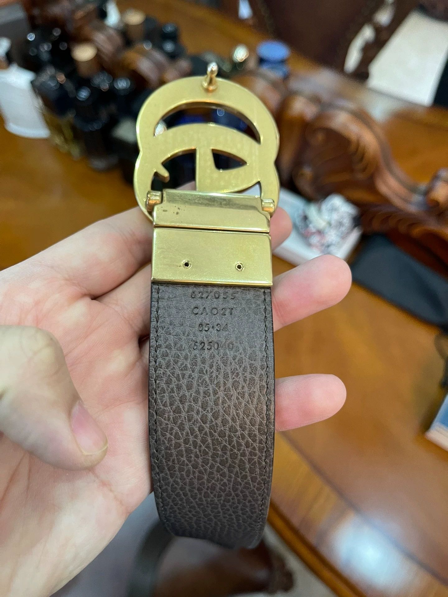 Gucci Gucci Unisex Belt Calf Litchi 2-Sided Rotating Buckle 85 Size ONE SIZE - 5 Thumbnail