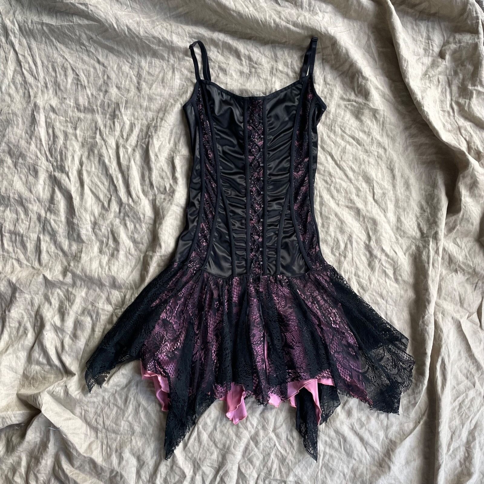 Rocco Barocco Y2K Gothic Lace-Up Corset Mini Dress 9149AC