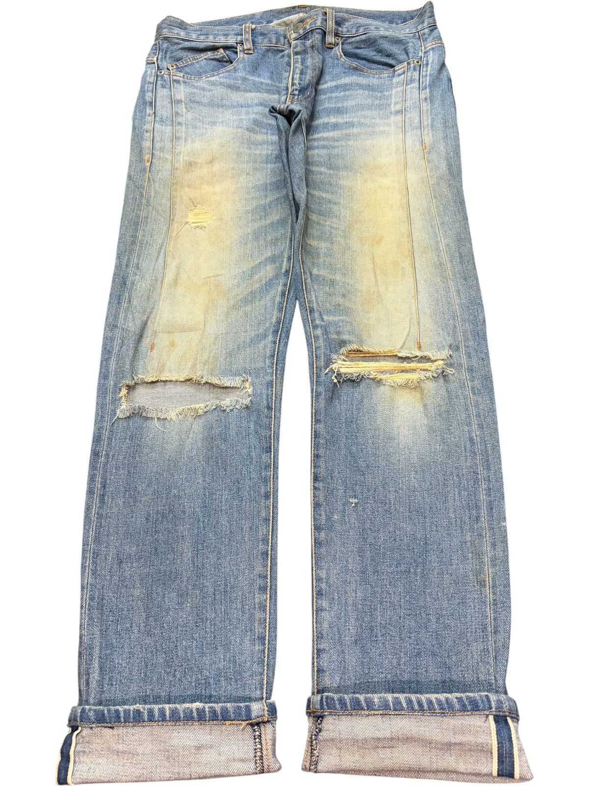 Edwin Vintage Japanese Brand Selvedge Distressed Jeans Size US 31 - 1 Thumbnail