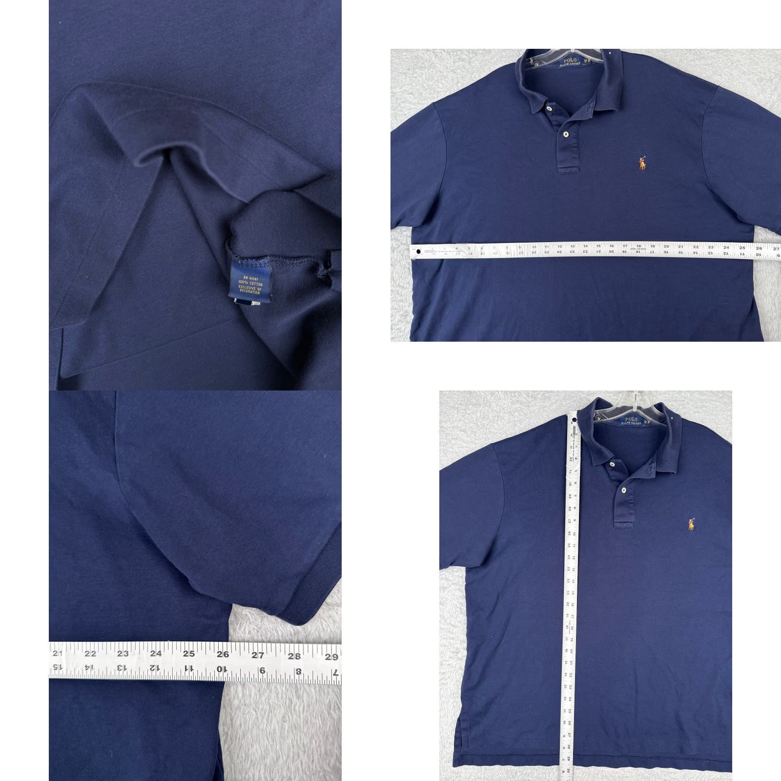 Ralph Lauren VINTAGE Ralph Lauren Polo Shirt Adult 2XL Blue 100% Cotton Jersey Short Sleeve Polo Shirt Regular Mens Size US XXL / EU 58 / 5 - 8 Thumbnail