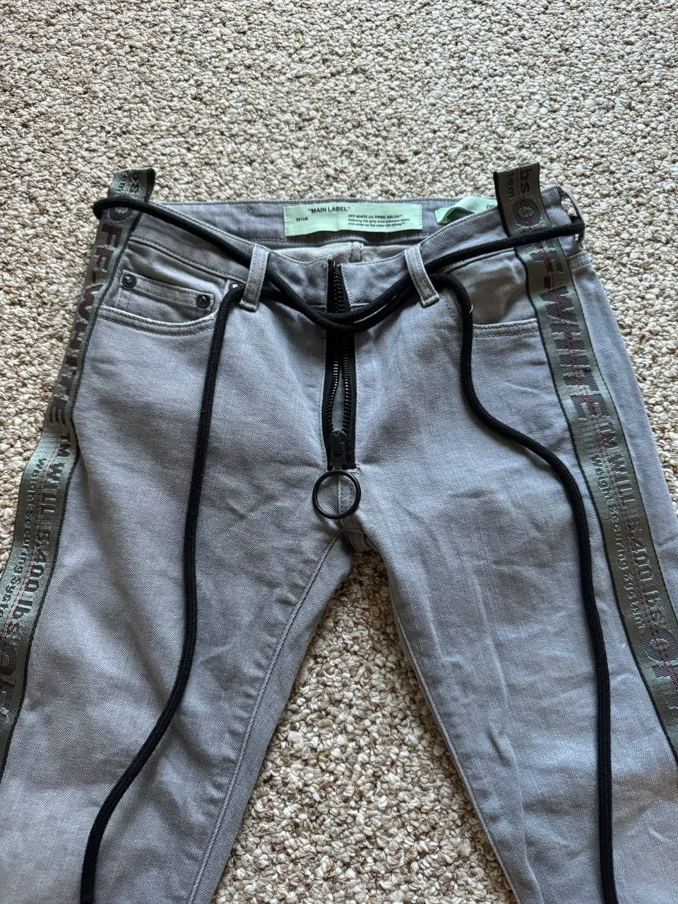 Off-White Off-White Diag Strap Skinny Denim Pants Grey Size 26 Size 26" / US 2 / IT 38 - 9 Thumbnail