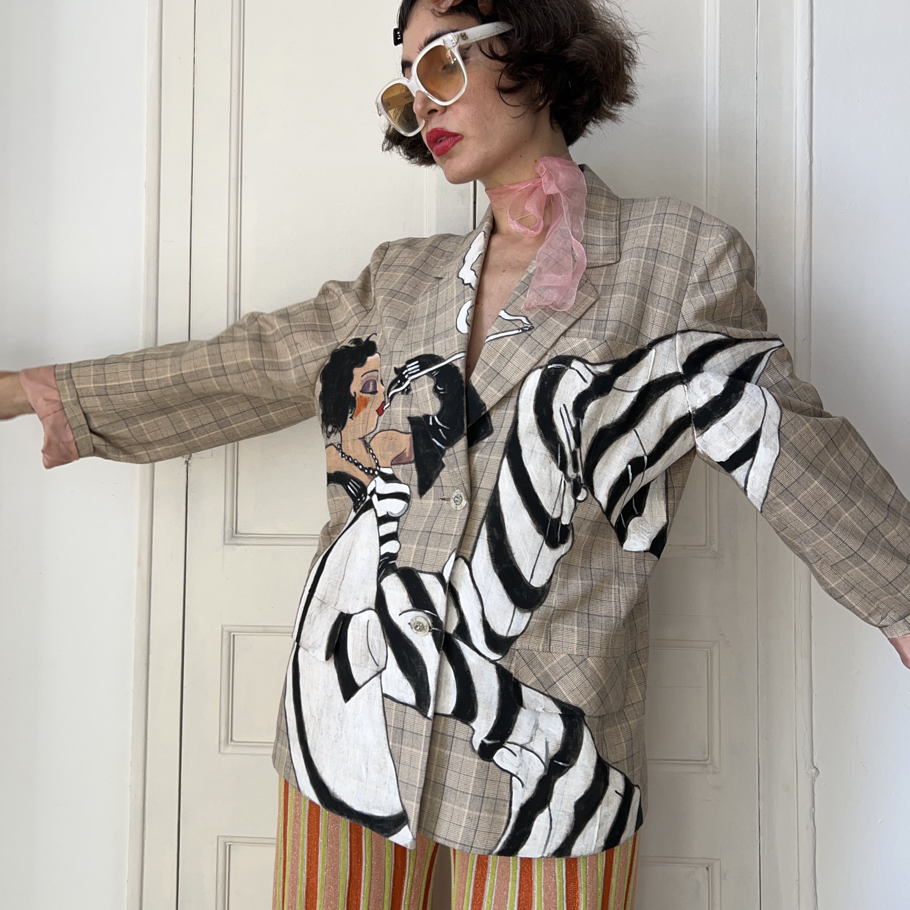 Custommade Custom made Hand Painted Art Deco Blazer Size XL / US 12-14 / IT 48-50 - 2 Thumbnail