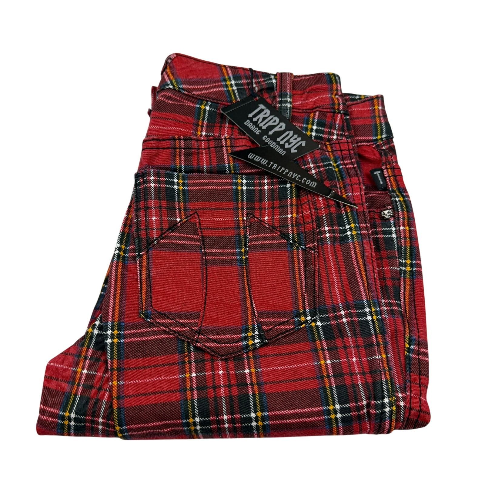 Tripp NYC Red Tartan Plaid Pants Size 24/0 NWT