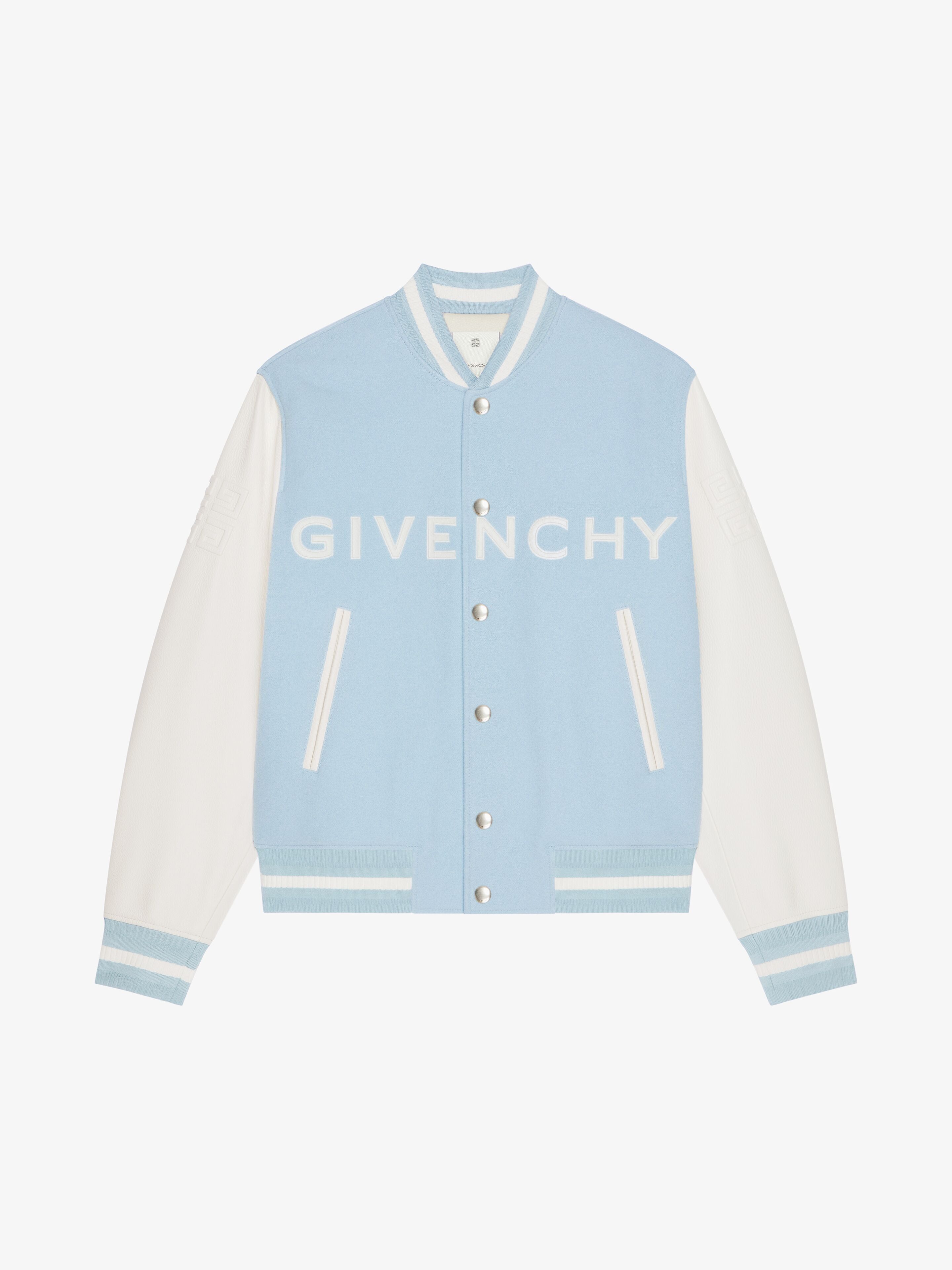 Givenchy o1w1db10925 Mix Material Varsity Jacket in Blue/White Size US L / EU 52-54 / 3 - 1 Thumbnail