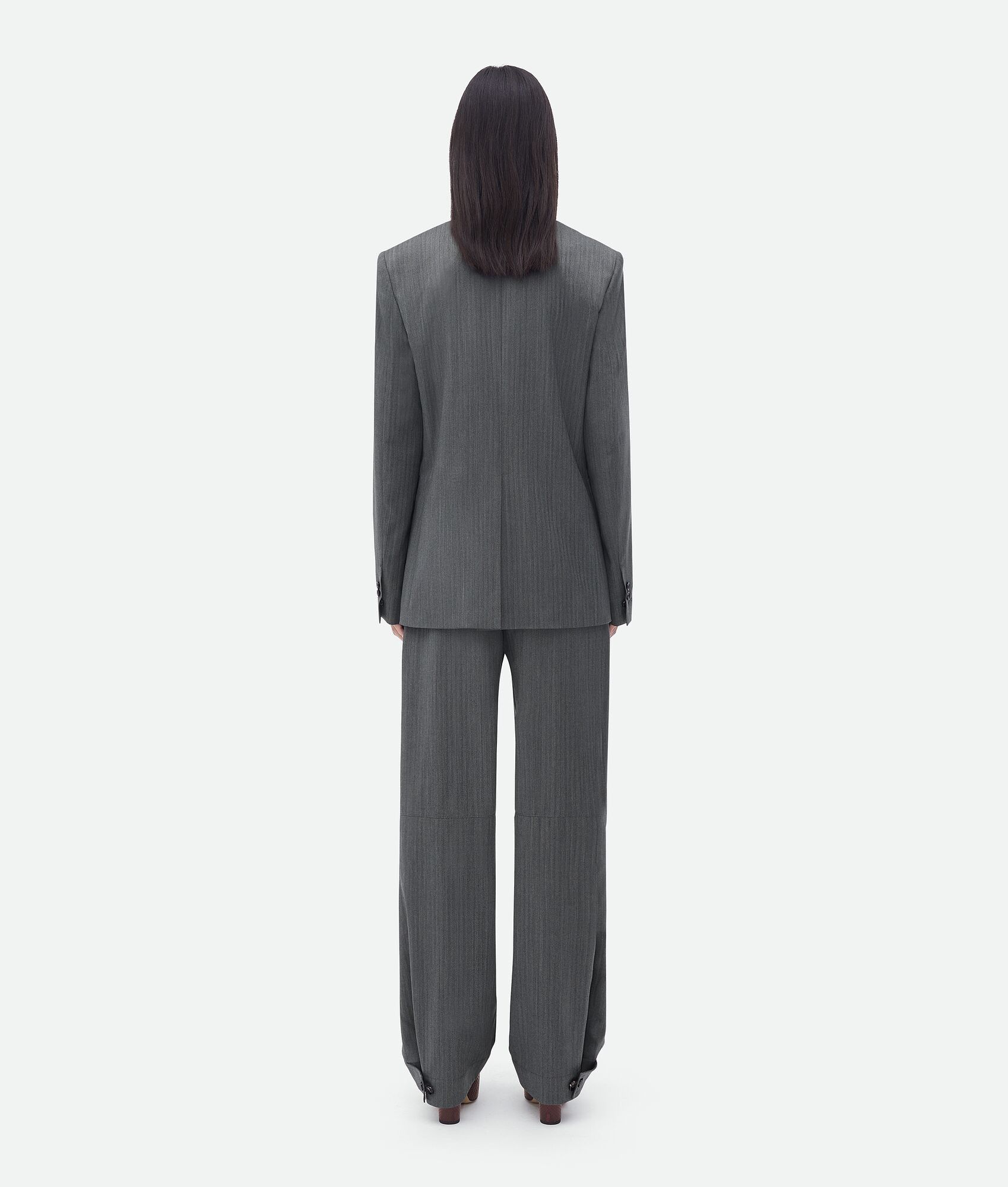 Bottega Veneta o1n1vont0325 Light Wool Chevron Jacket in Gray/Black Size XS / US 0-2 / IT 36-38 - 2 Thumbnail