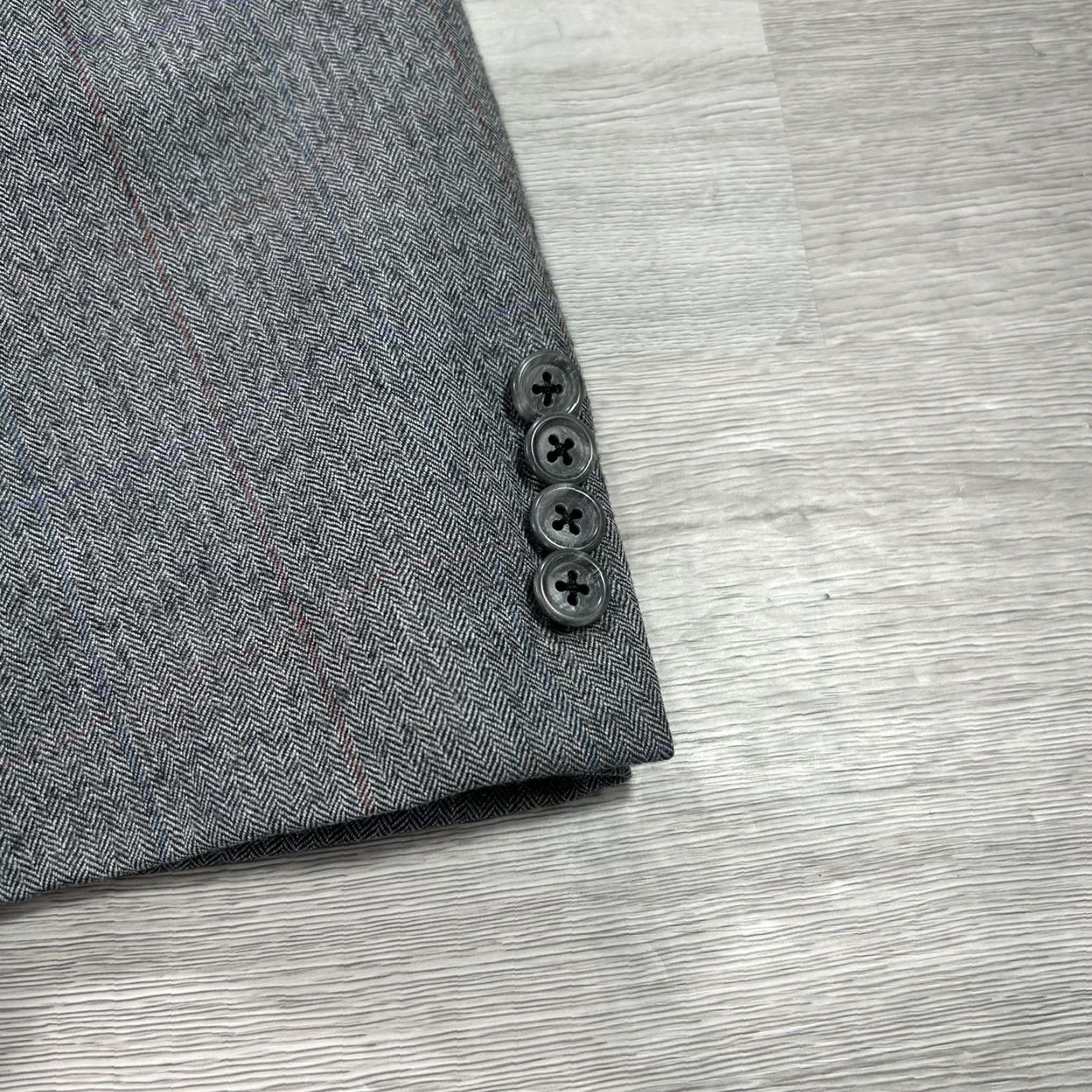 Vintage Hickey Freeman Blazer Mens 44L Gray Herringbone Wool Sport Coat Jacket Size 44R - 5 Thumbnail