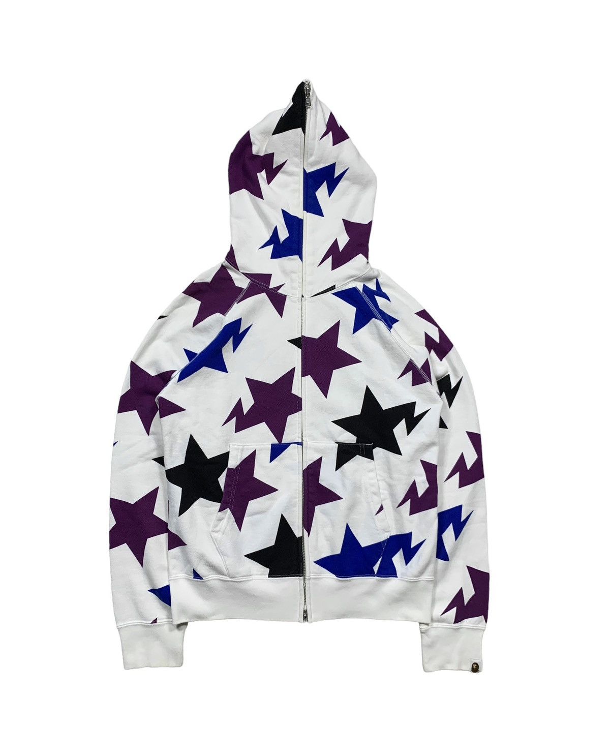 image of Bape Sta Pattern Full Zip Hoodie in White, Men's (Size Small)