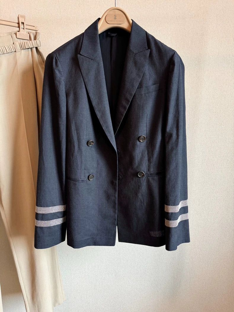 Brunello Cucinelli Brunello Cucinelli Wool-Linen Blazer - dmc Size US M / EU 48-50 / 2 - 1 Thumbnail